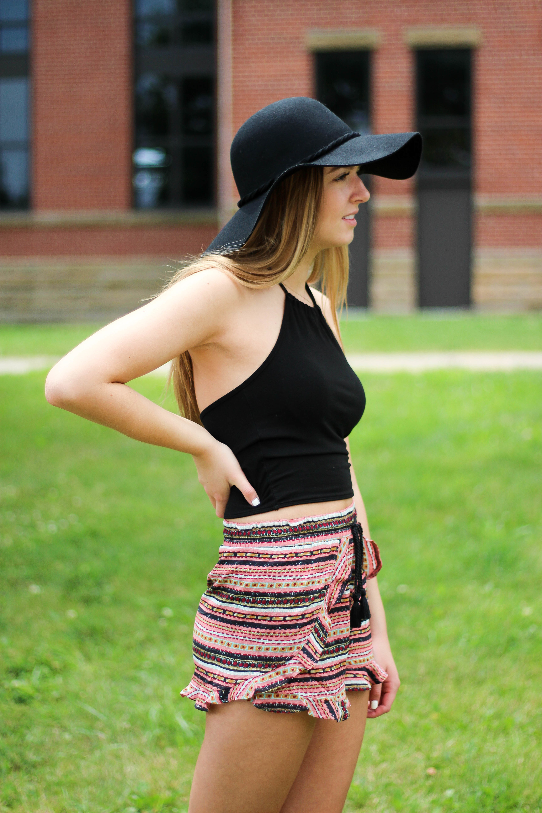 Black hat, floppy hat, brandy Melville top, boho outfit by lauren lindmark on daily dose of charm