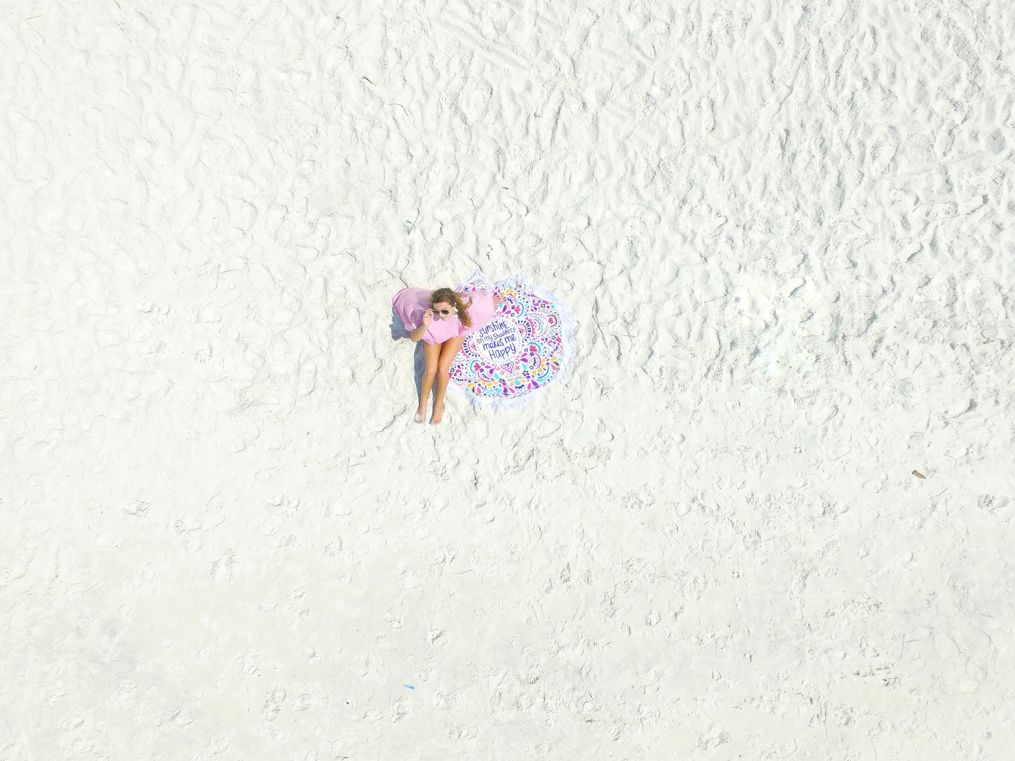 Sunshine on My Shoulders Makes Me Happy beach pom pom cover up OOTD dji phantom 3 drone picture by lauren lindmark on daily dose of charm