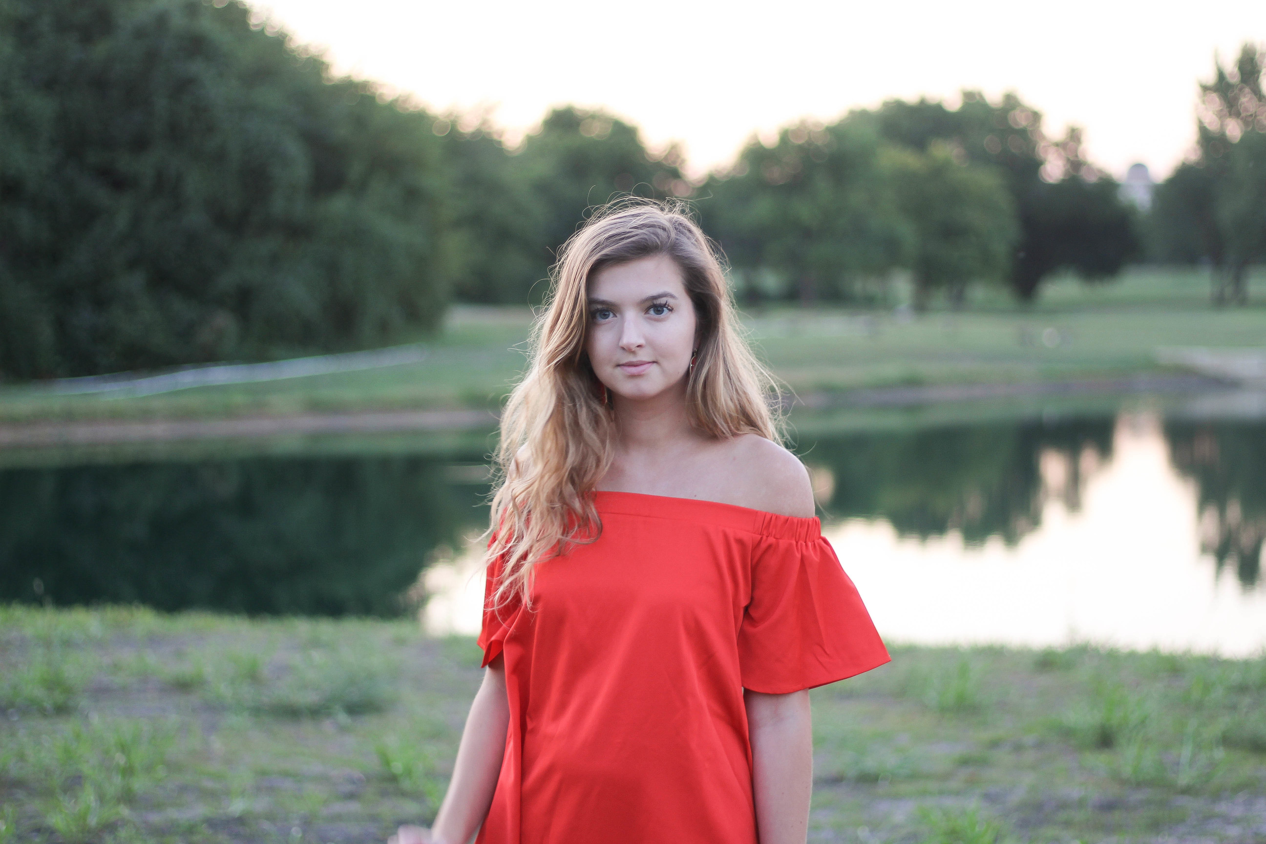 Off the shoulder red dress from Romwe by lauren lindmark on daily dose of charm