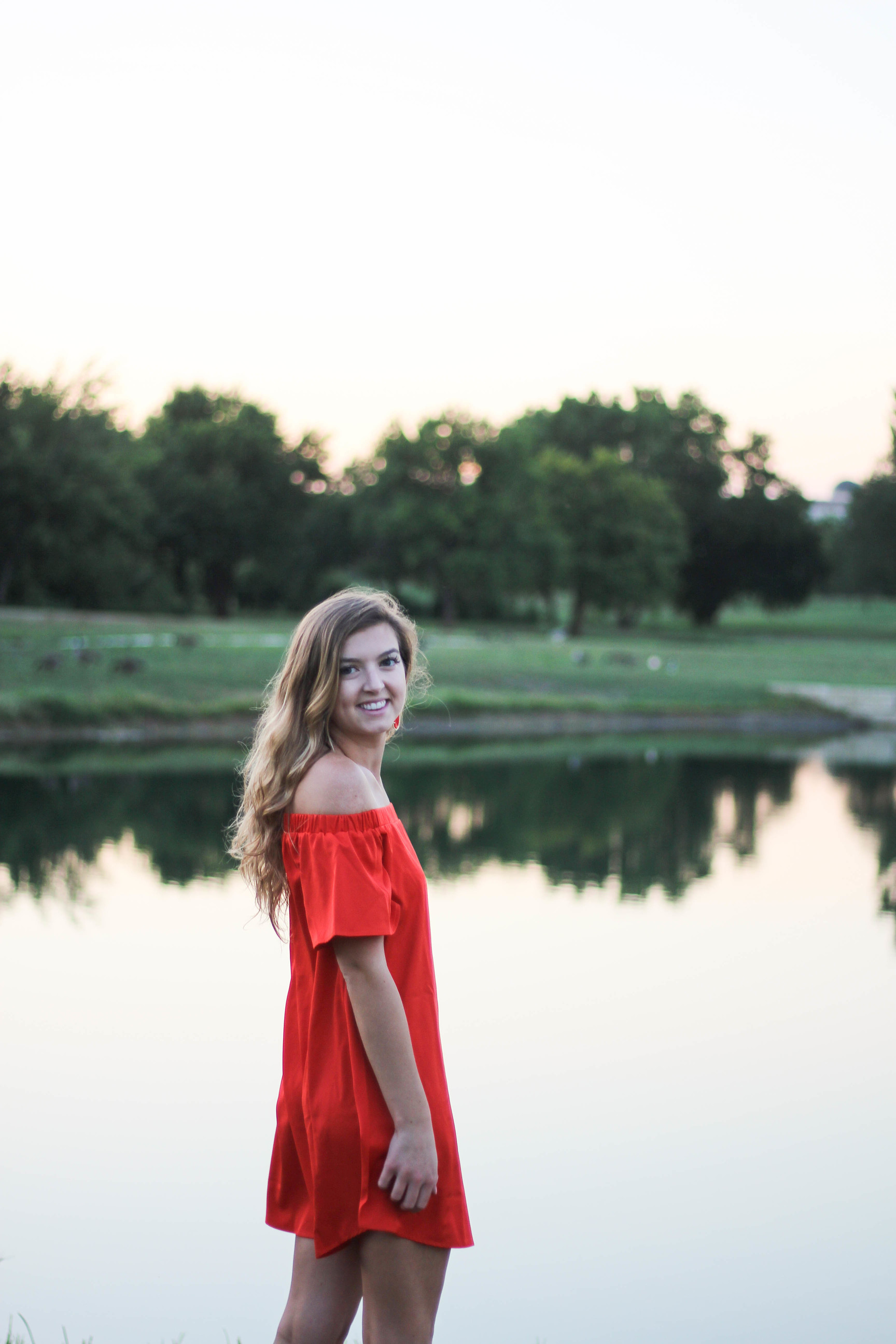 Off the shoulder red dress from Romwe by lauren lindmark on daily dose of charm