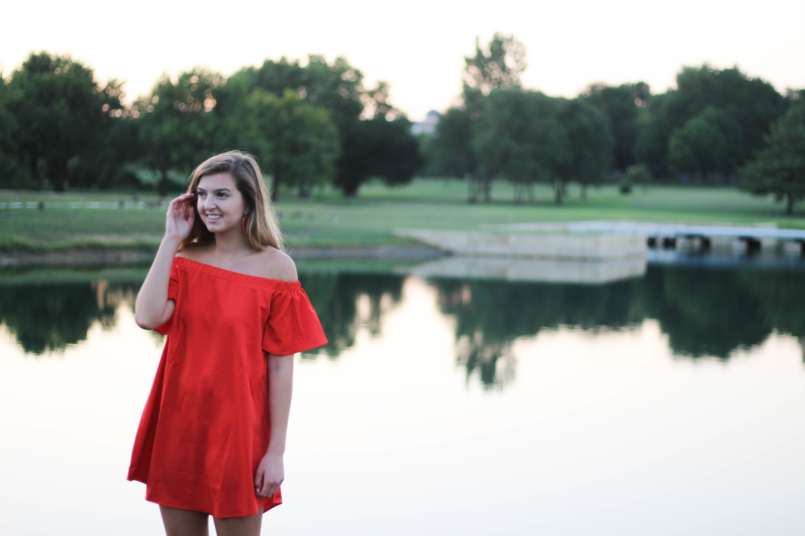 Off the shoulder red dress from Romwe by lauren lindmark on daily dose of charm