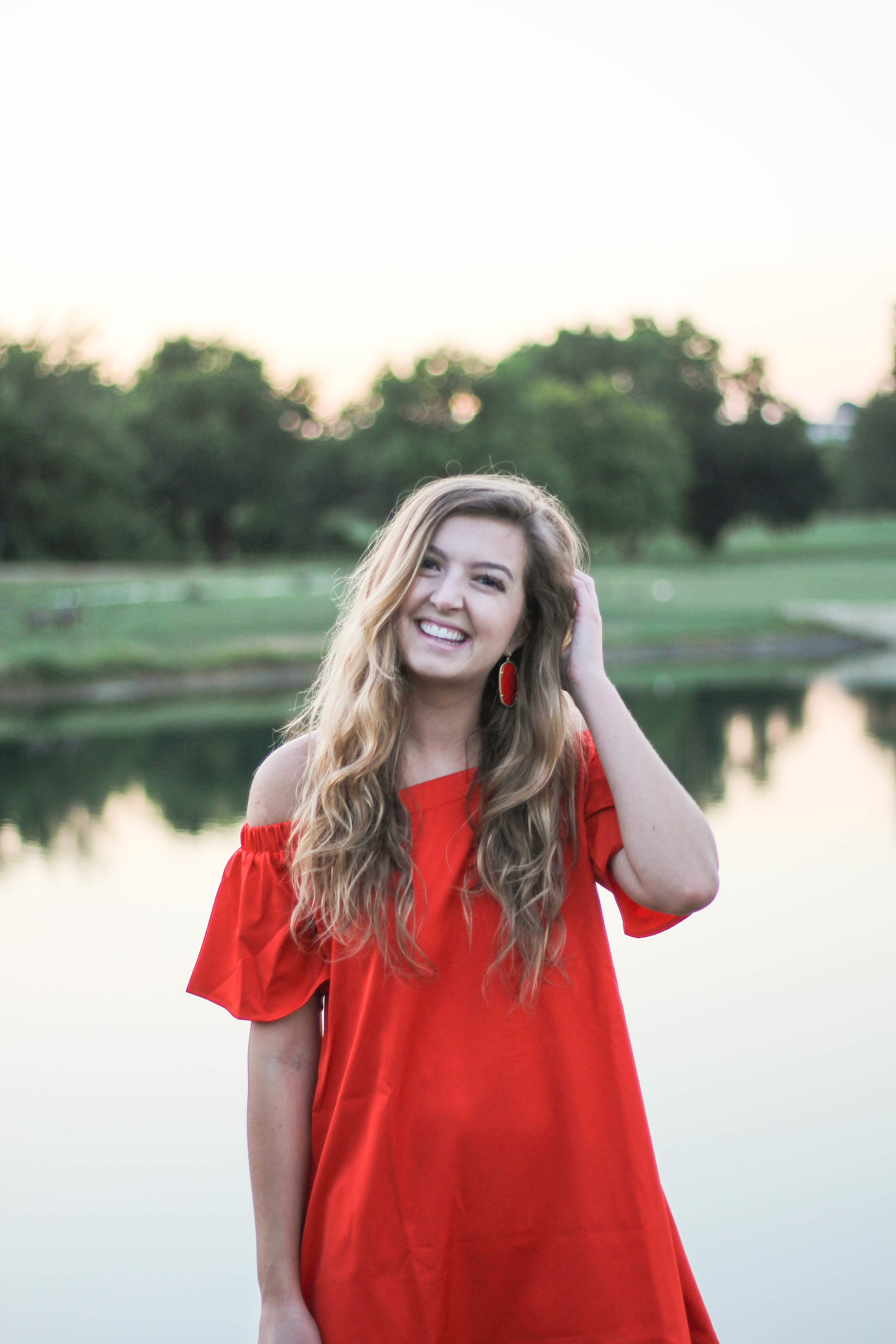 Off the shoulder red dress from Romwe by lauren lindmark on daily dose of charm