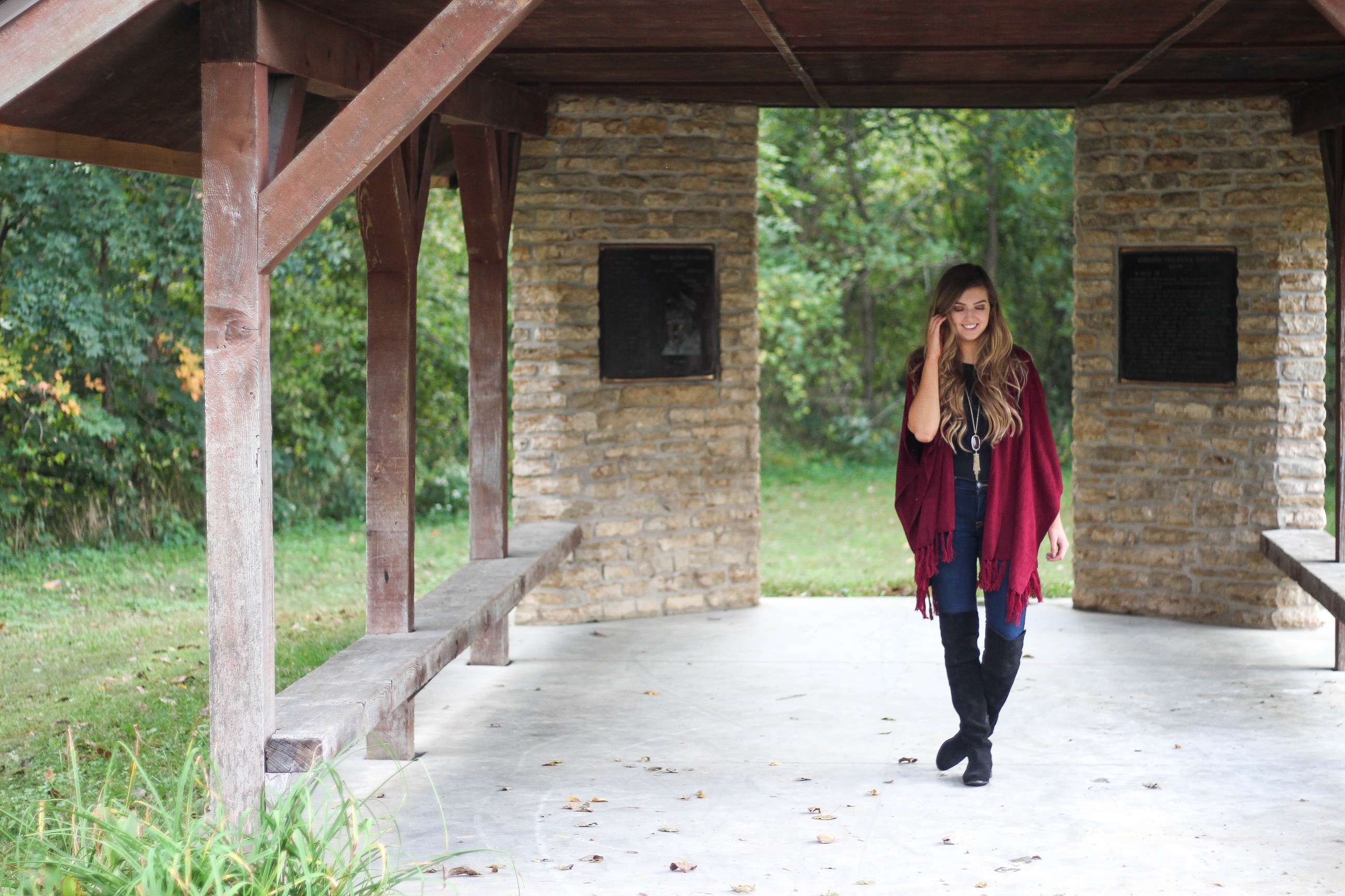 Fall cardigan with over the knee black boots on the blog daily dose of charm dailydoseofcharm.com by lauren lindmark