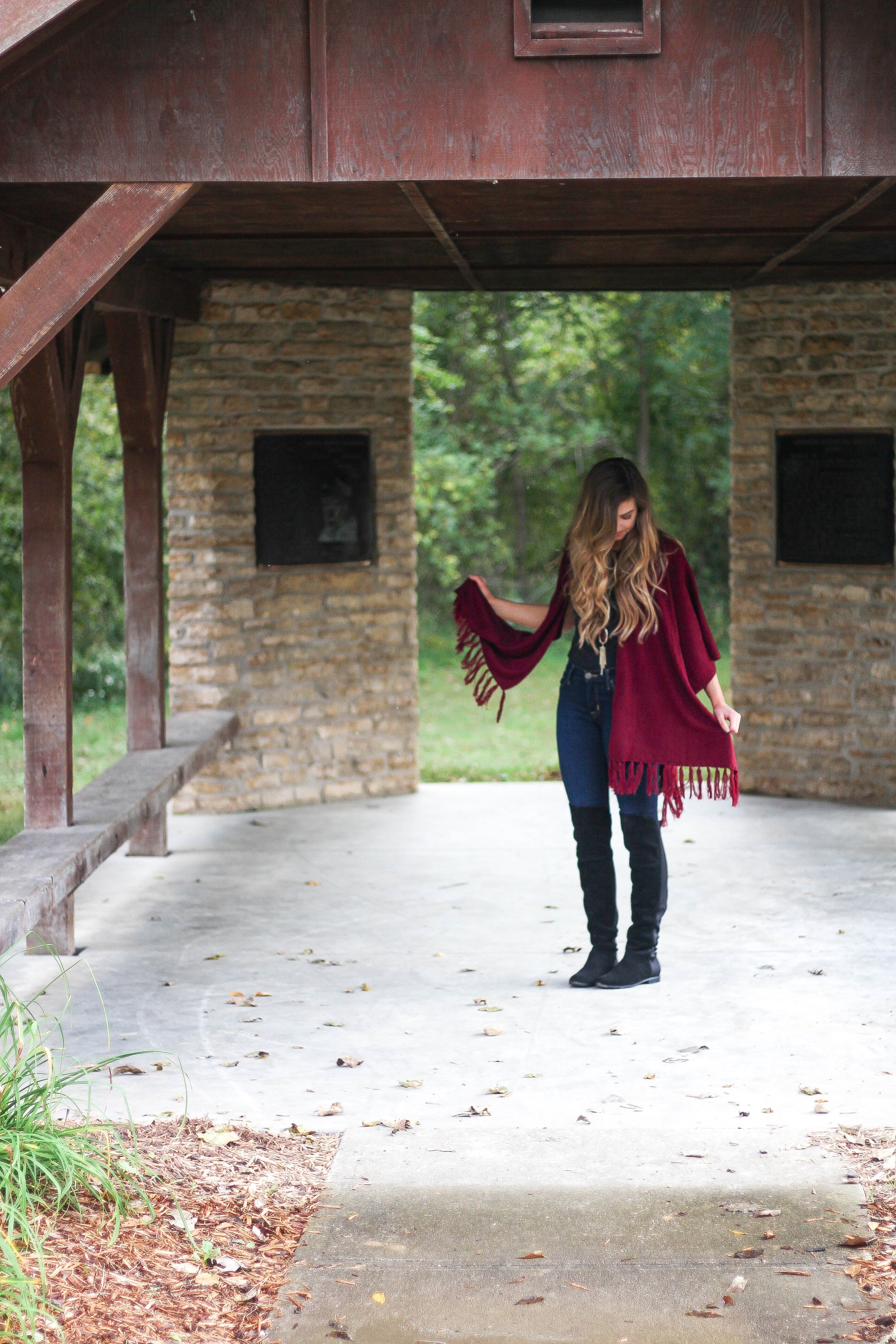 Fall cardigan with over the knee black boots on the blog daily dose of charm dailydoseofcharm.com by lauren lindmark