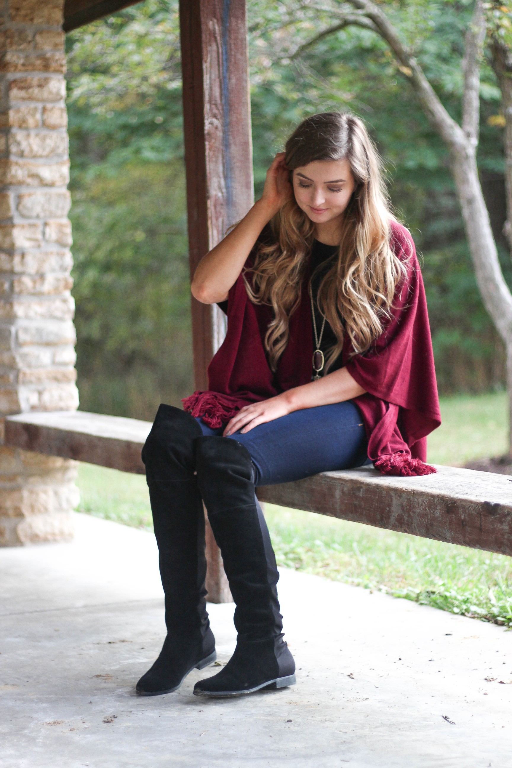 Fall cardigan with over the knee black boots on the blog daily dose of charm dailydoseofcharm.com by lauren lindmark