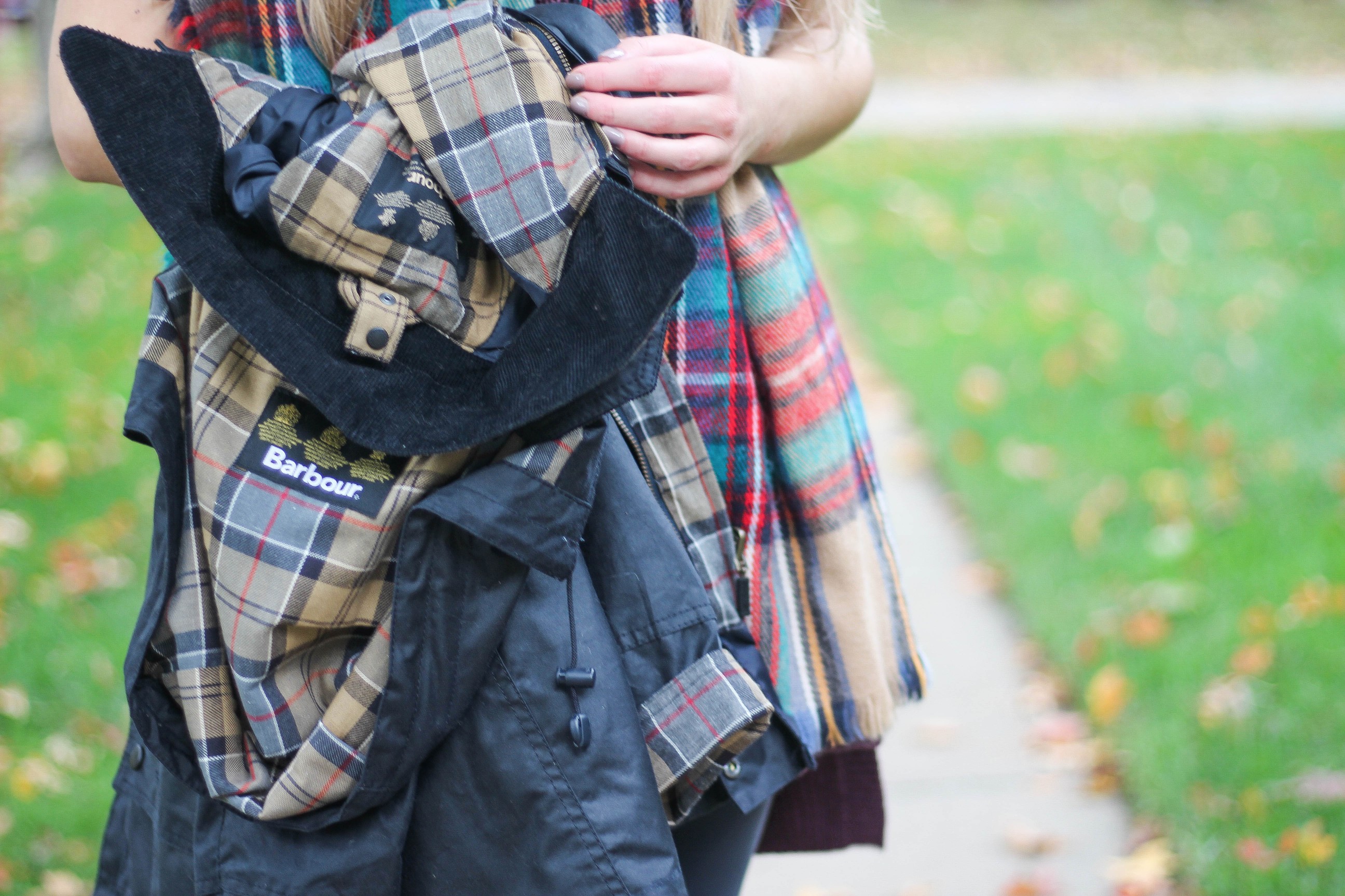 Barbour coats and blanket scarves are perfect for fall, see it on the blog daily dose of charm by lauren lindmark dailydoseofcharm.com