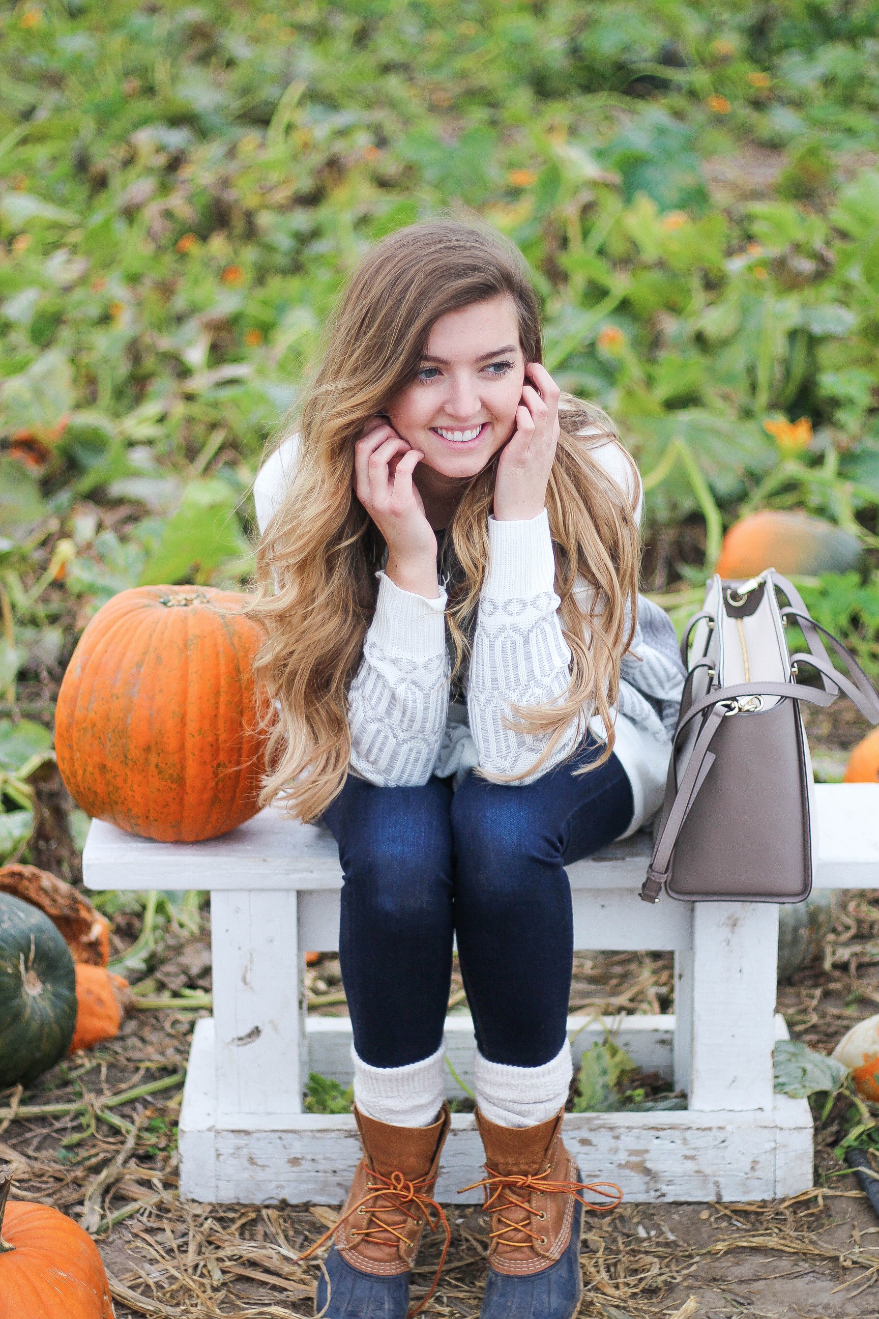 Fall pumpkin patch outfit LL bean boots southern tide by Lauren Lindmark on Daily Dose of Charm dailydoseofcharm.com