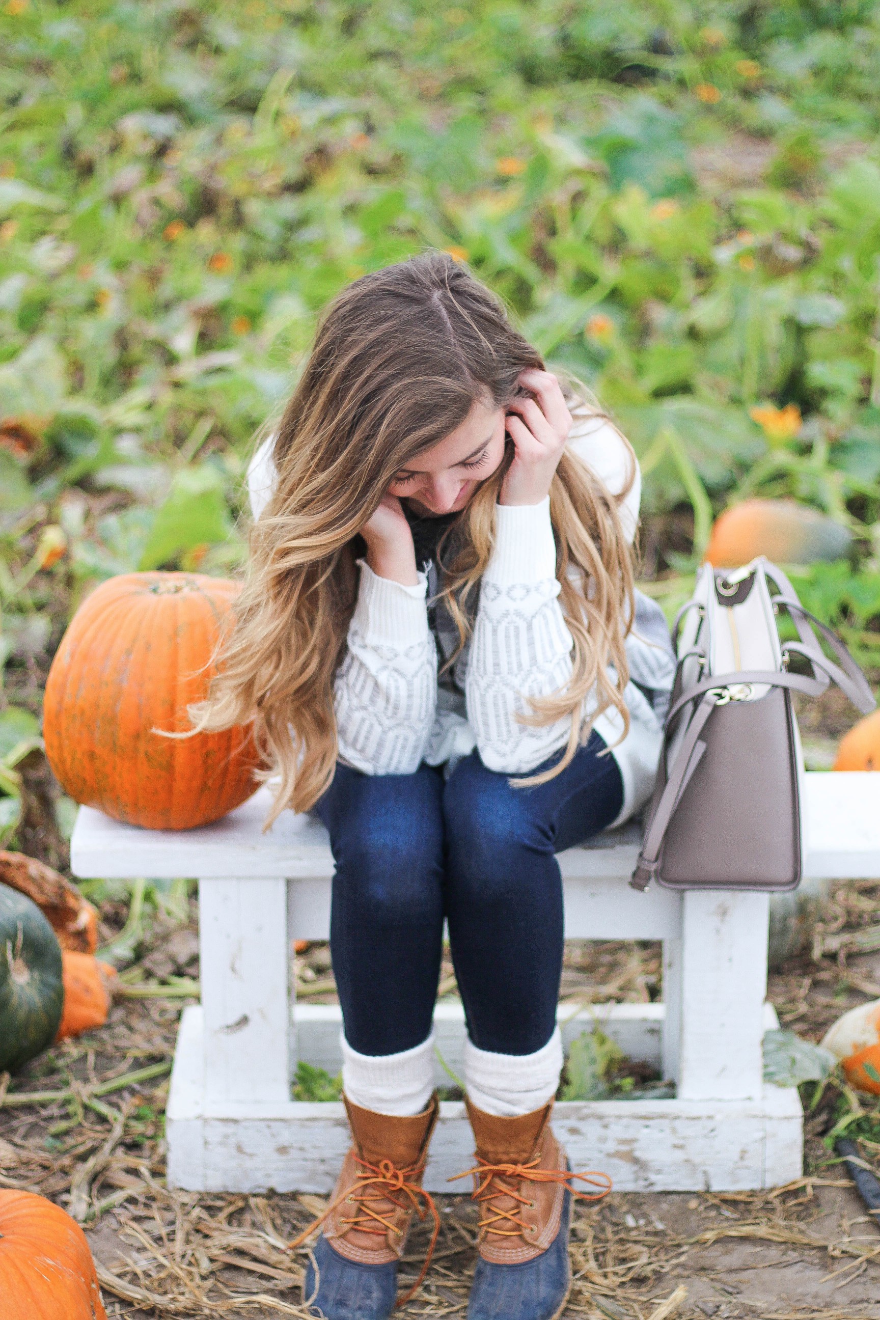 Fall pumpkin patch outfit LL bean boots southern tide by Lauren Lindmark on Daily Dose of Charm dailydoseofcharm.com