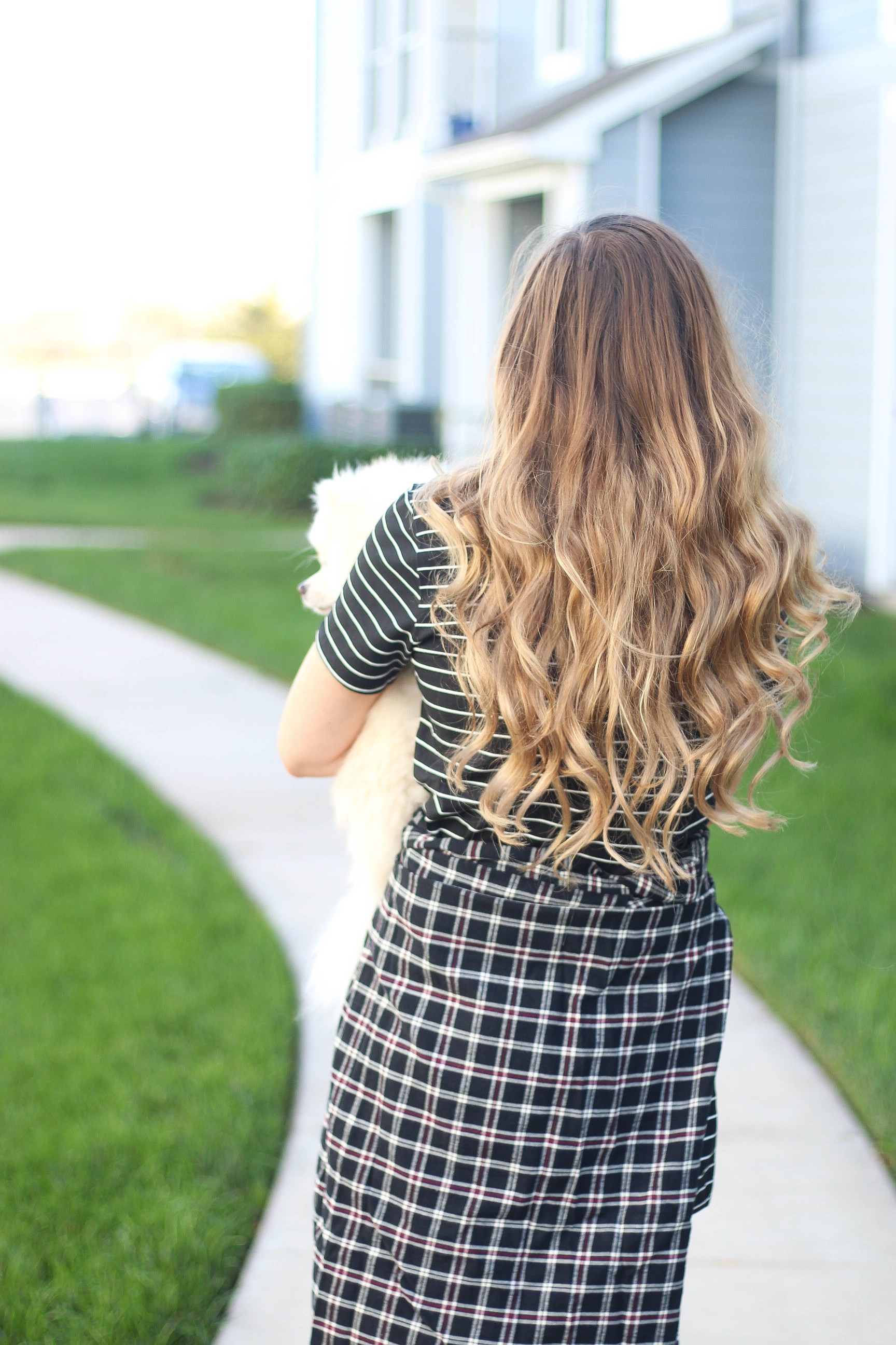 Flannel tied around a dress fall outfit on the blog dailydoseofcharm.com by Lauren Lindmark