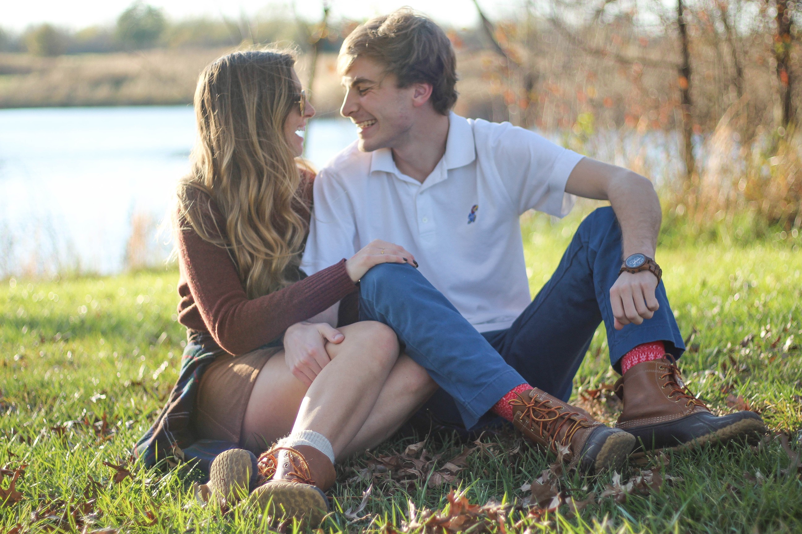 The perfect fall outfit! The corduroy skirt is showing up everywhere so I decided to pair it with a flannel to be a bit different. Of course I added a burgundy sweater because it's my favorite color for fall! As for my boyfriend, he's rocking a JORD wooden watch that I am in love with! Cute couple pictures are my favorite, check out our poses for engagement photo ideas and more! By Lauren Lindmark on Daily Dose of Charm dailydoseofcharm.com