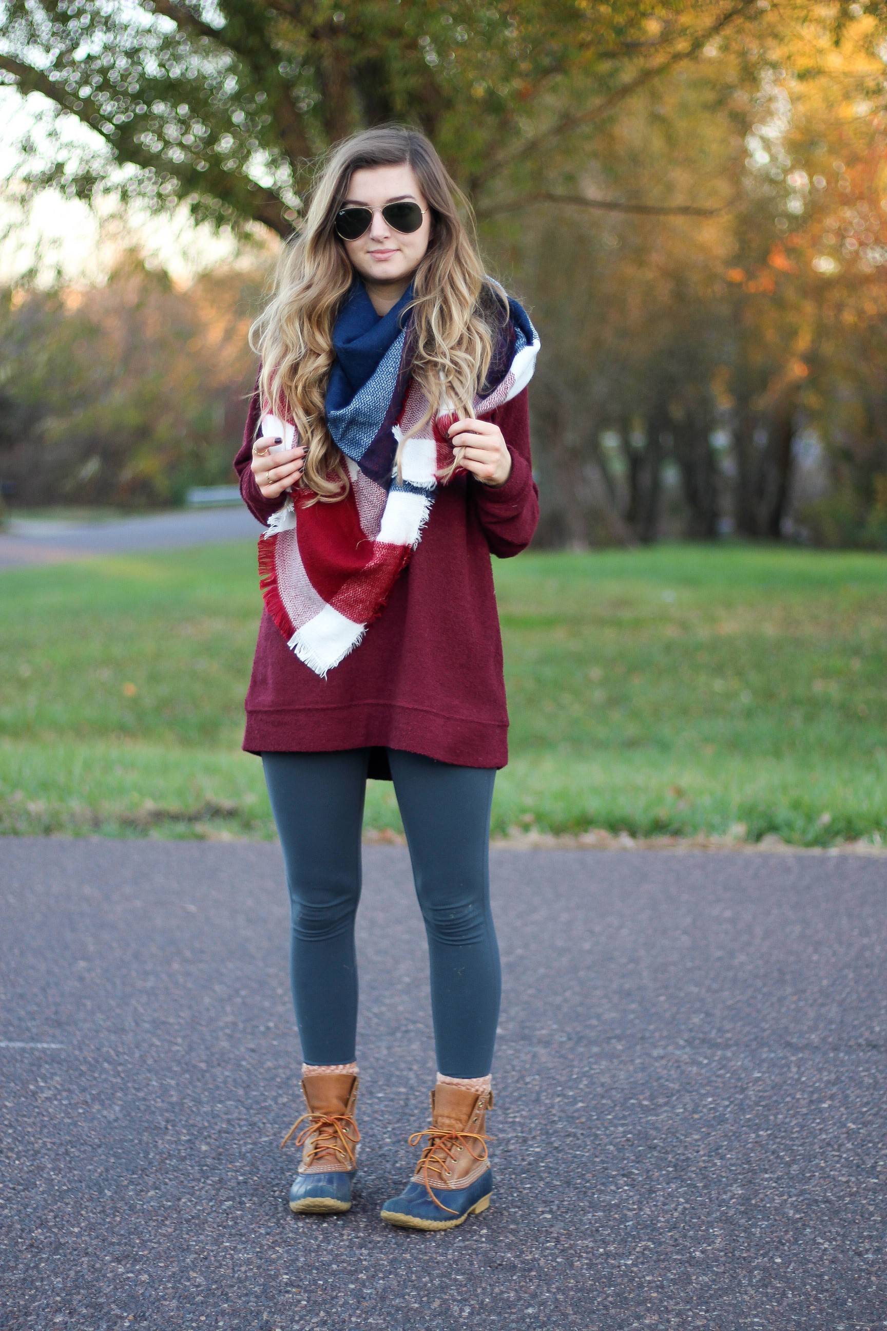 Blanket scarf DISCOUNT CODE and Custom fleece sweatshirt and ll bean duck boots for fall and winter fashion outfit of the day is up on dailydoseofcharm.com daily dose of charm by lauren lindmark