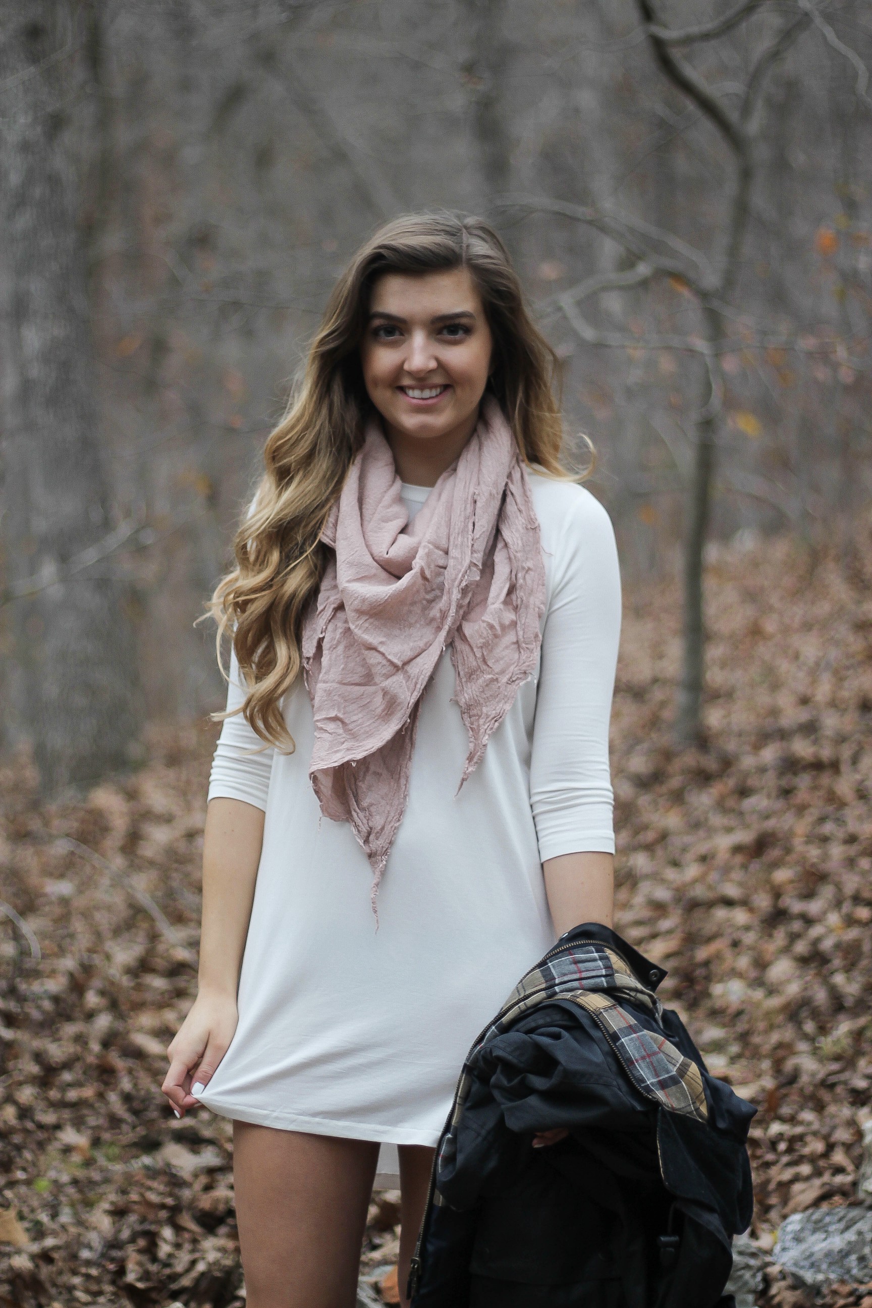 T-Shirt dress, scarf, Barbour coat, and Frye riding boots for the perfect fall or winter outfit! T-shirt dress from TObi, click the photo for details on daily dose of charm by laurenlindmark dailydoseofcharm.com