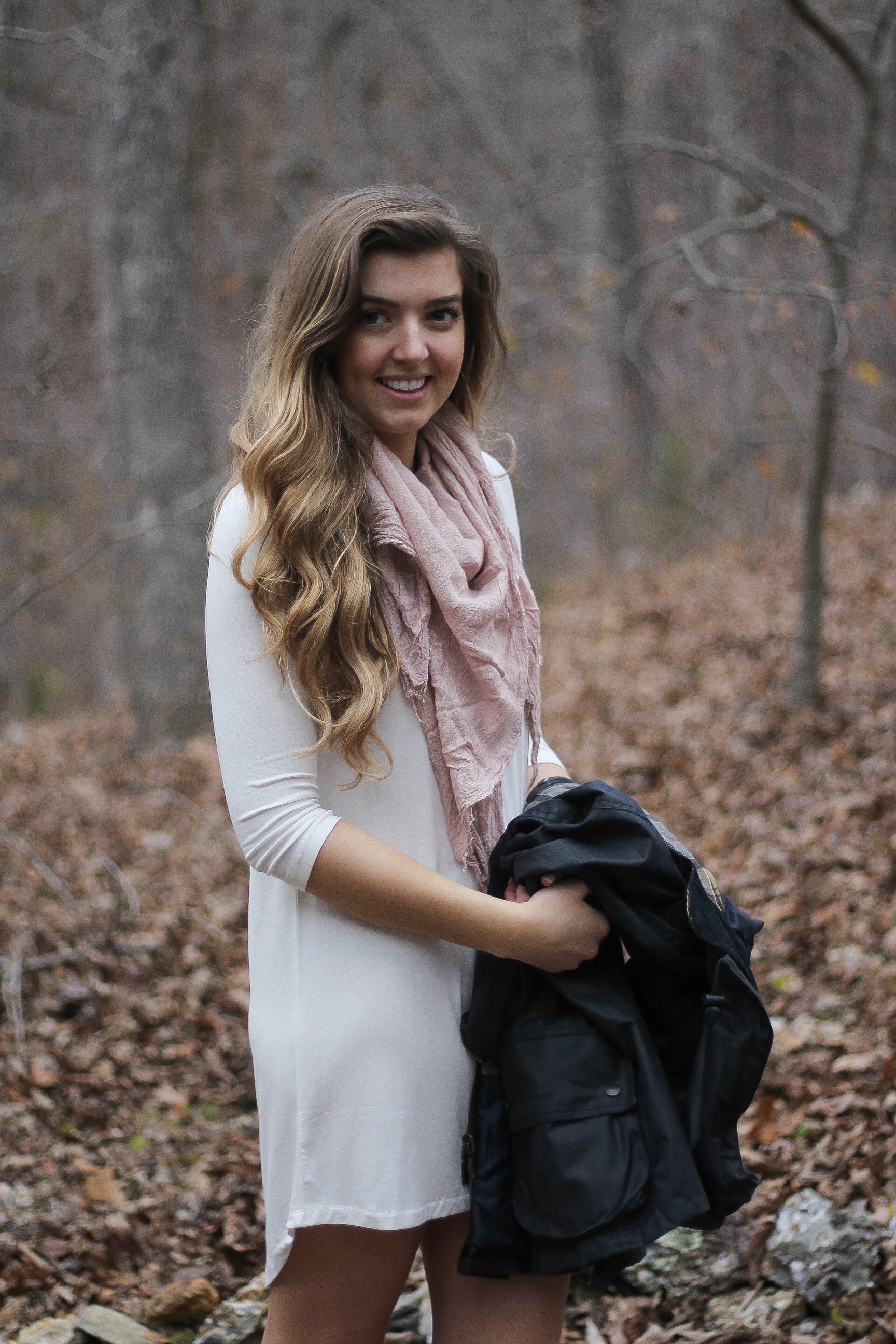 T-Shirt dress, scarf, Barbour coat, and Frye riding boots for the perfect fall or winter outfit! T-shirt dress from TObi, click the photo for details on daily dose of charm by laurenlindmark dailydoseofcharm.com