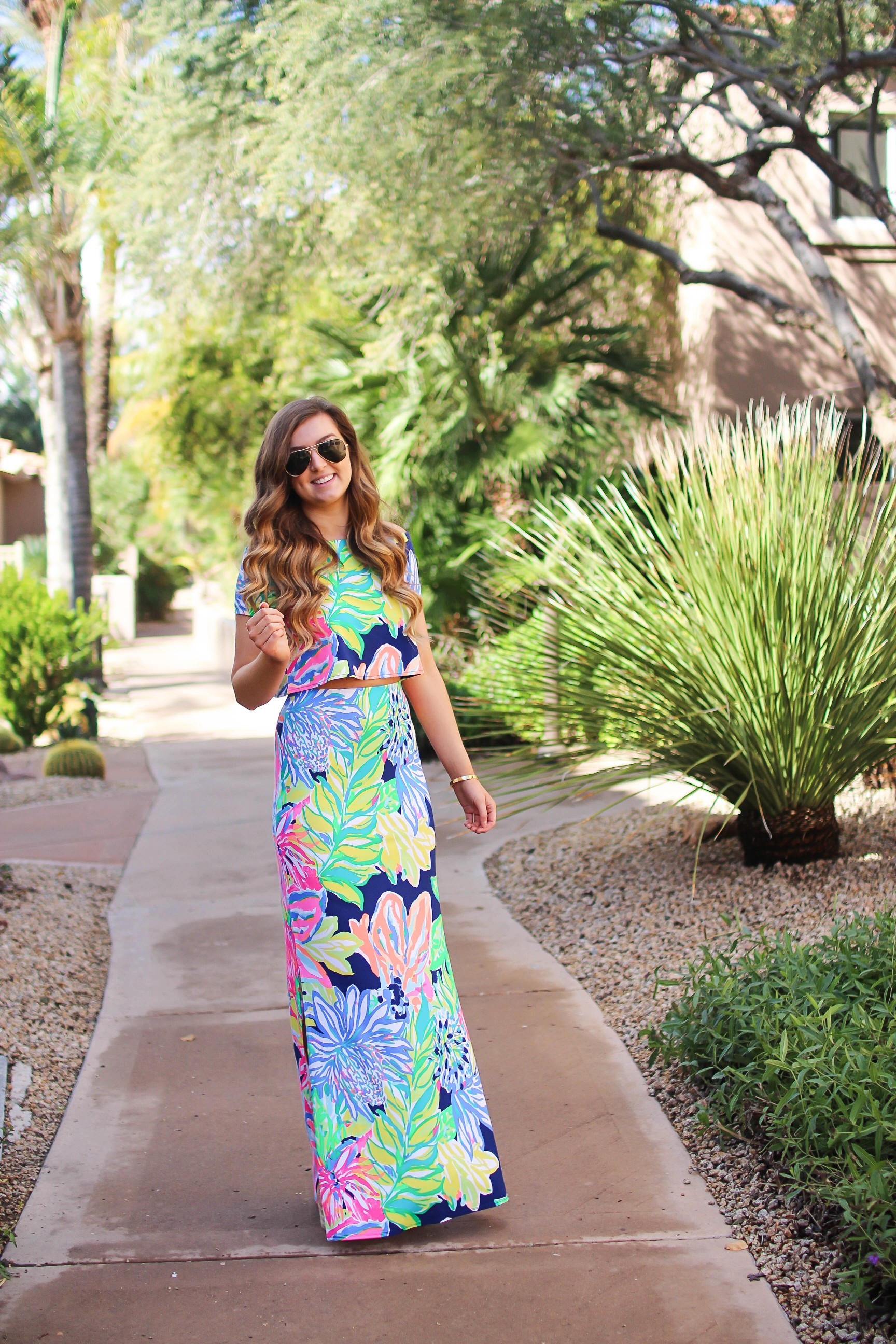 Lilly Pulitzer two piece maxi dress in Navy Travelers Palm. I love ...