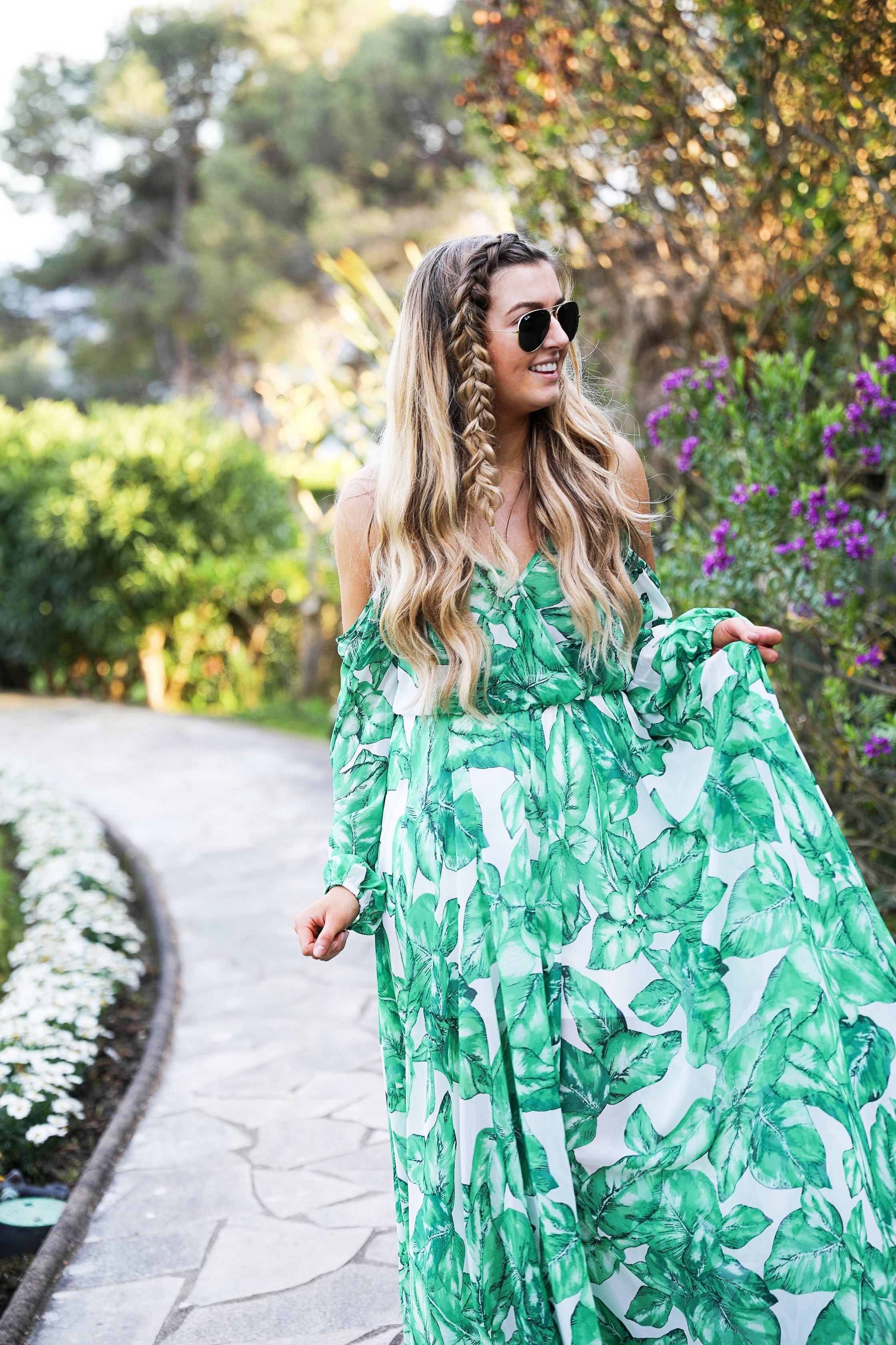 The perfect flowy island dress! I love the tropical print dress and it was a perfect outfit for Nice, France! By Lauren Lindmark on daily dose of charm dailydoseofcharm.com