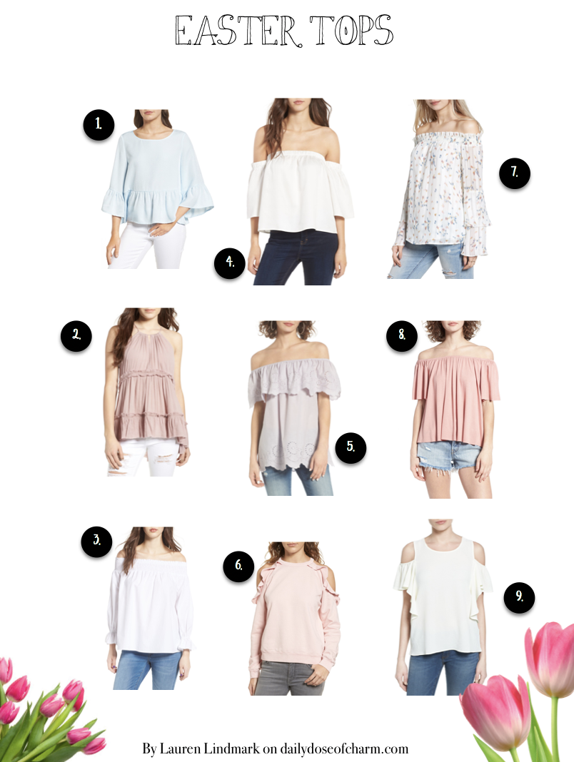 Easter dresses and top that are perfect for all of spring! Check out the fashion blog Daily Dose of Charm by Lauren Lindmark on dailydoseofcharm.com for Spring Easter dresses and tops!