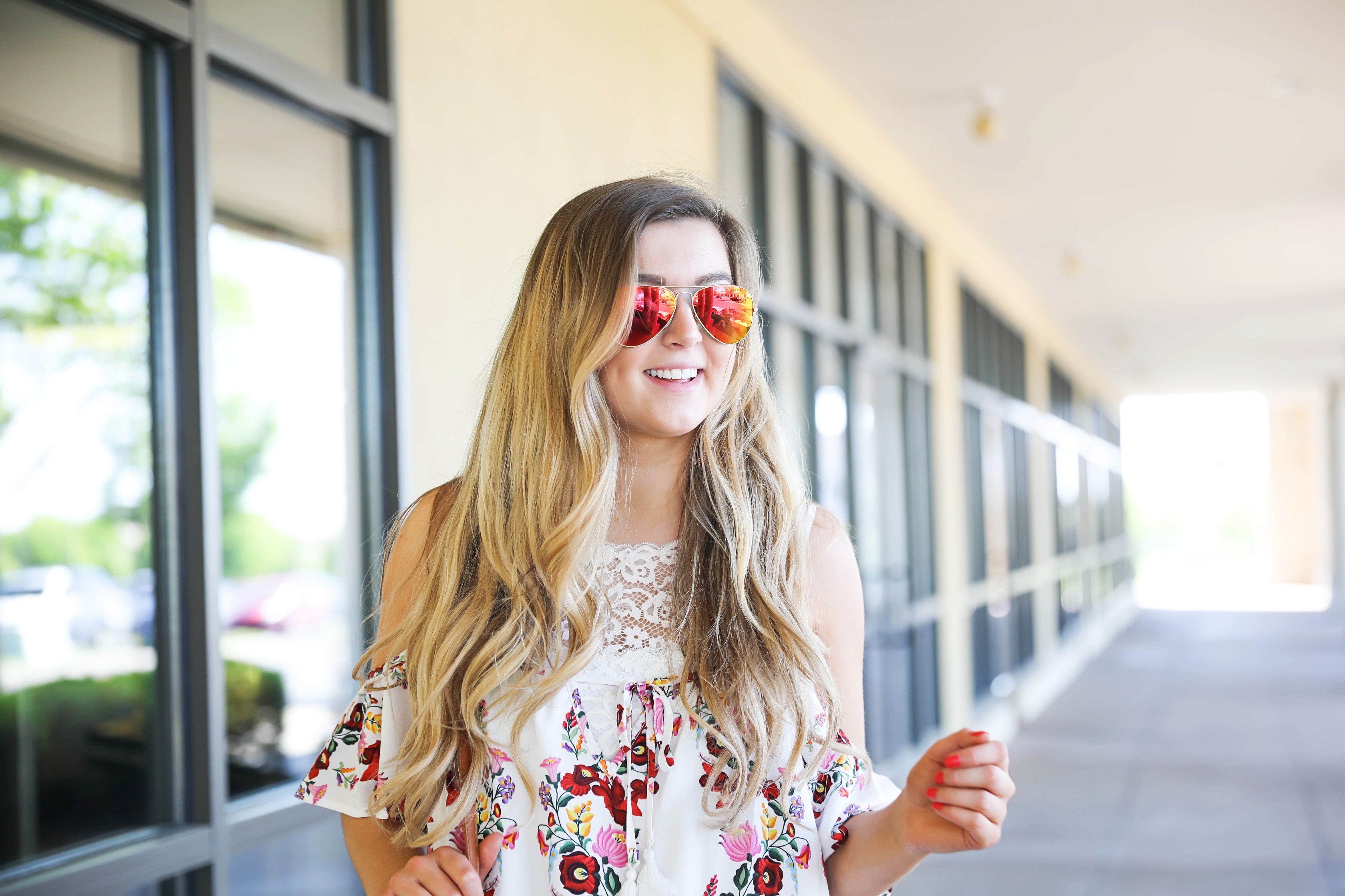 Floral MuMu Romper with lace bralette on Fashion Blog Daily Dose of Charm by Lauren Lindmark
