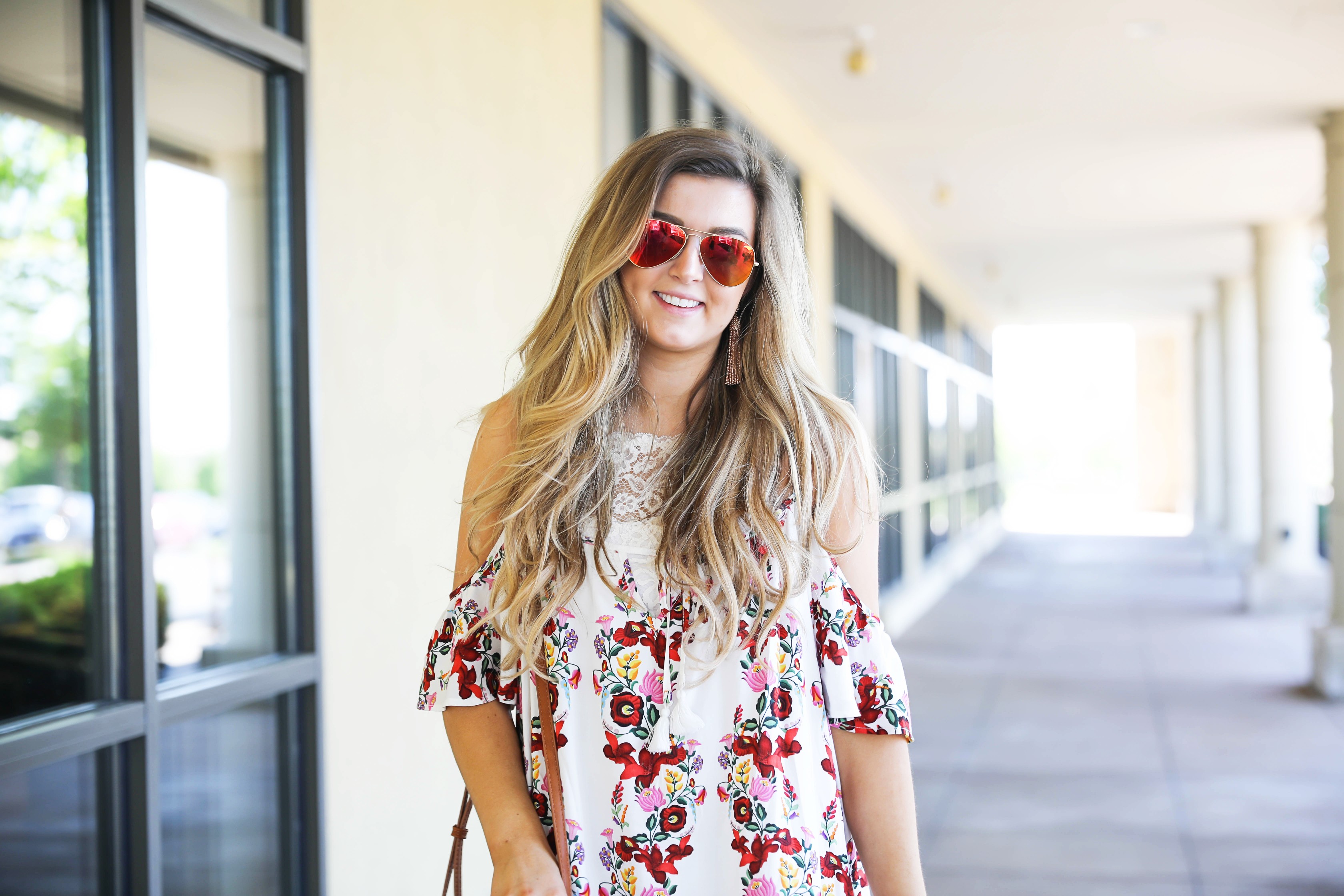Floral MuMu Romper with lace bralette on Fashion Blog Daily Dose of Charm by Lauren Lindmark