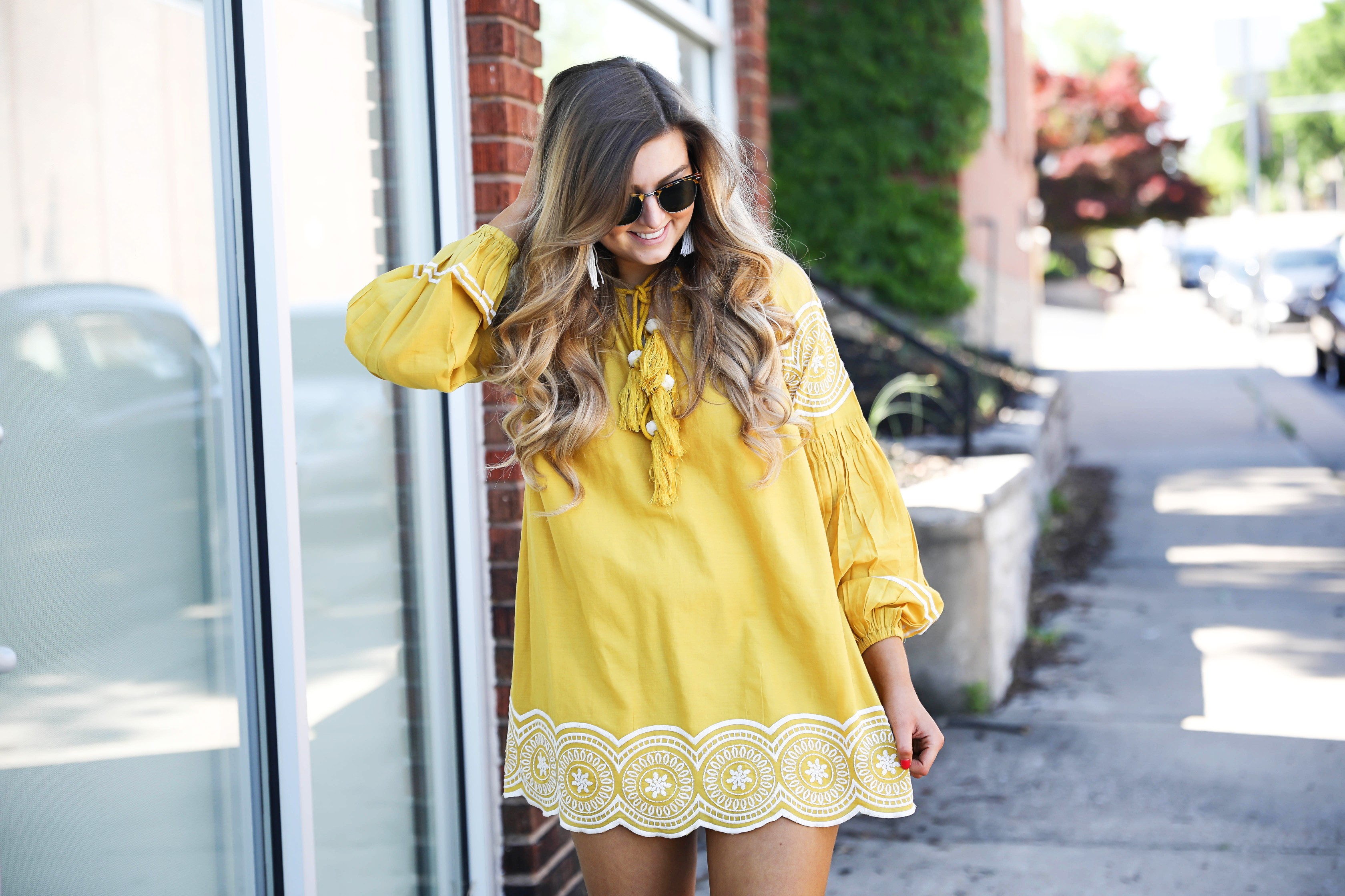 Fun yellow and white embroidered dress on fashion blog daily dose of charm by lauren lindmark dailydoseofcharm.com