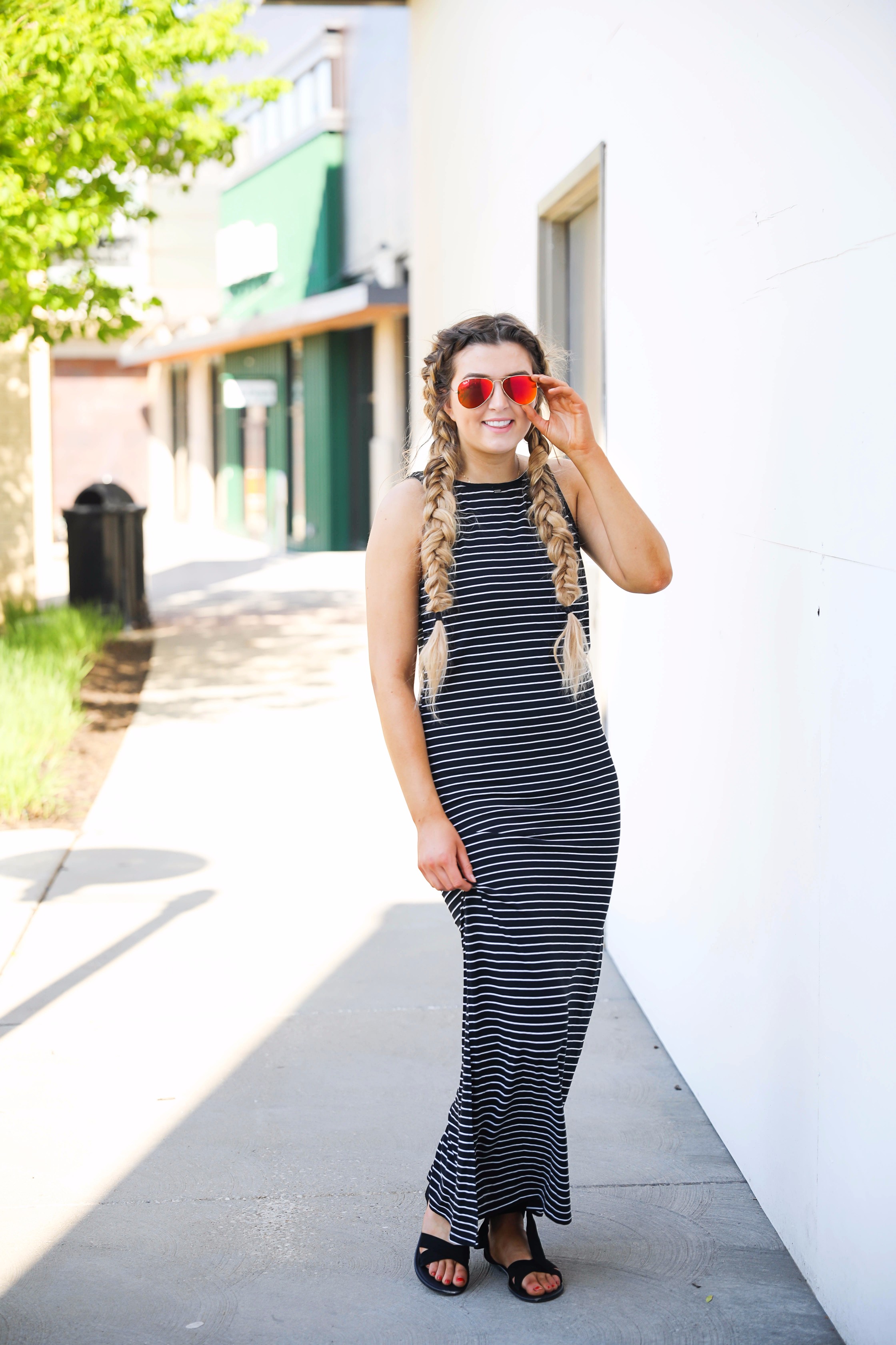 Striped Maxi with messy fishtail french braid by lauren Lindmark on daily dose of charm 4P6A7715