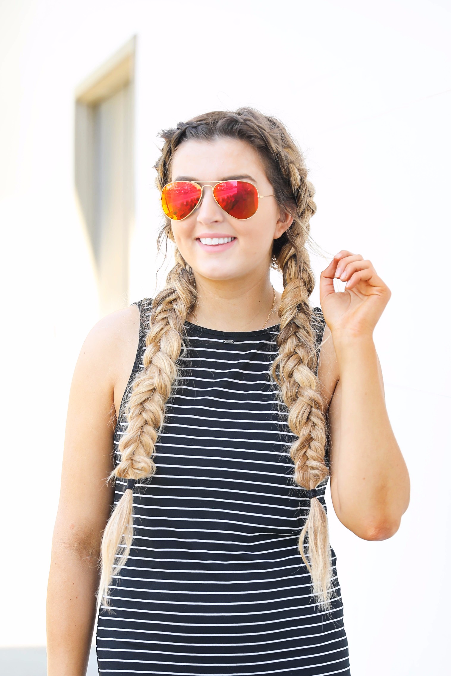 Striped Maxi with messy fishtail french braid by lauren Lindmark on daily dose of charm 4P6A7715