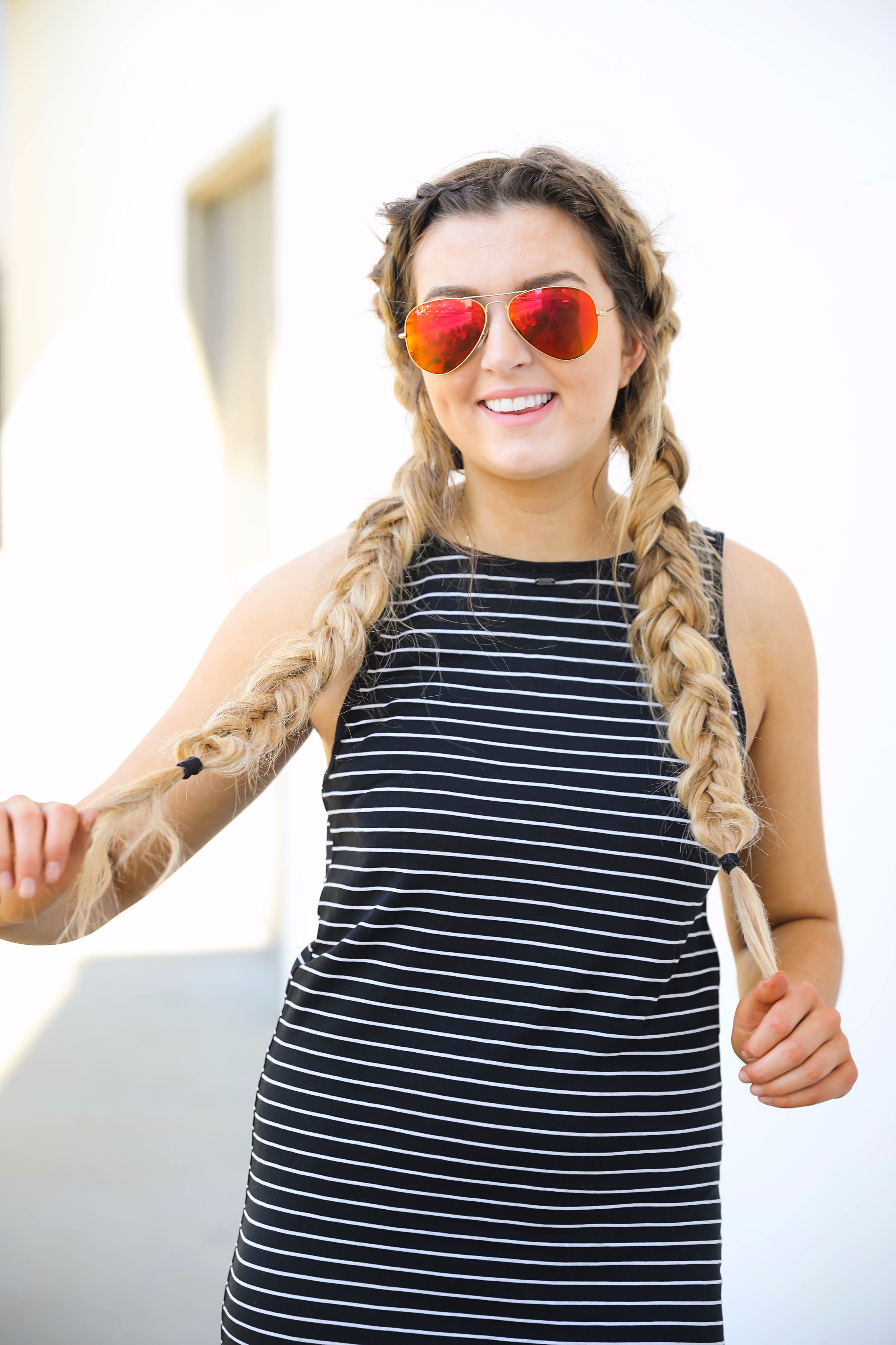 Striped Maxi with messy fishtail french braid by lauren Lindmark on daily dose of charm 4P6A7715