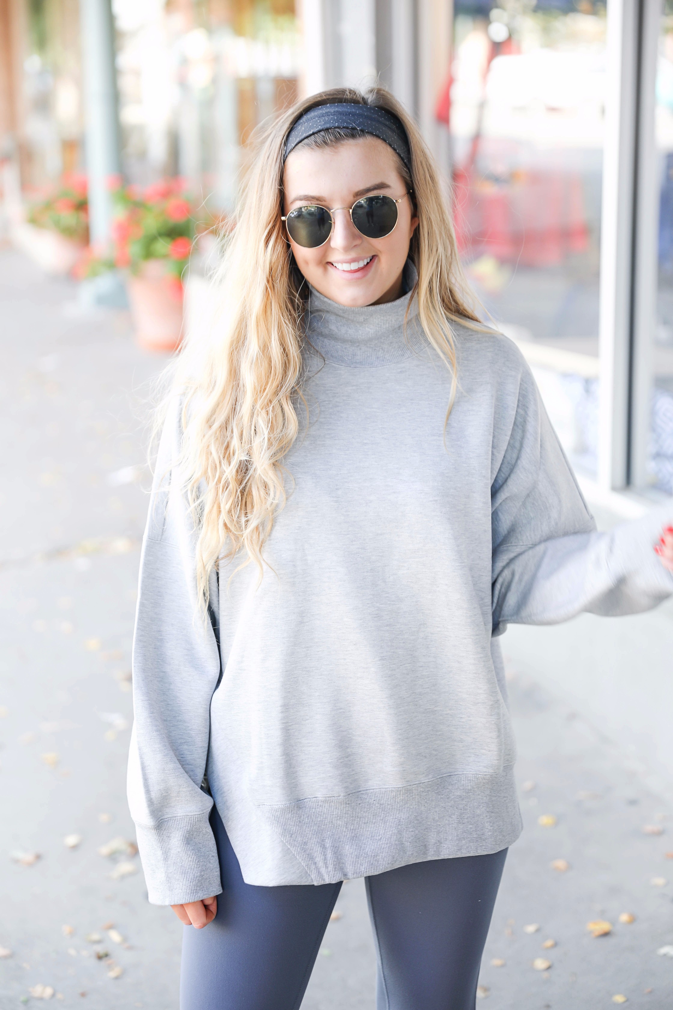 Adidas sweatshirt and zella leggings cute athleisure look on fashion blog daily dose of charm by lauren lindmark