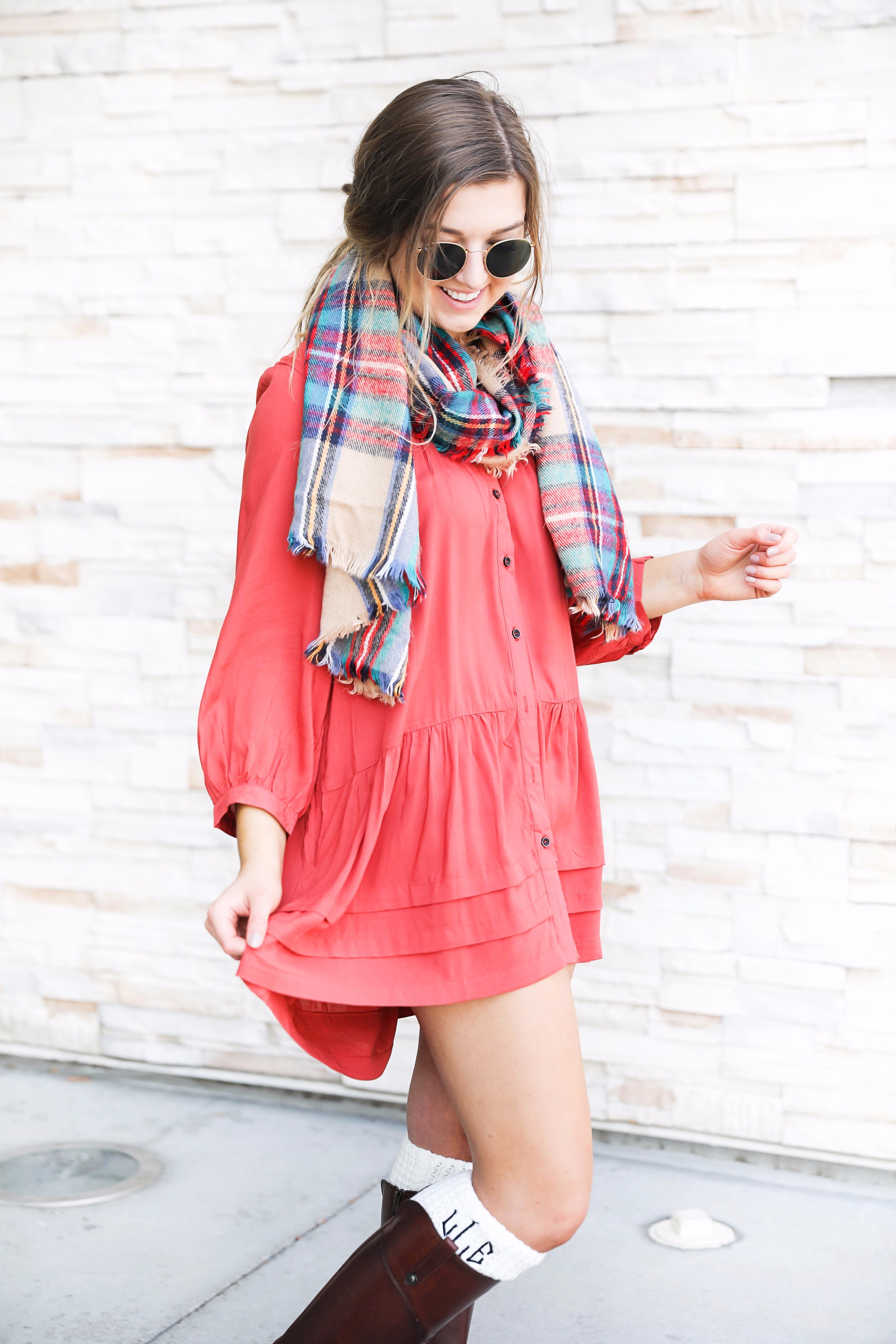 monogram scarf outfit