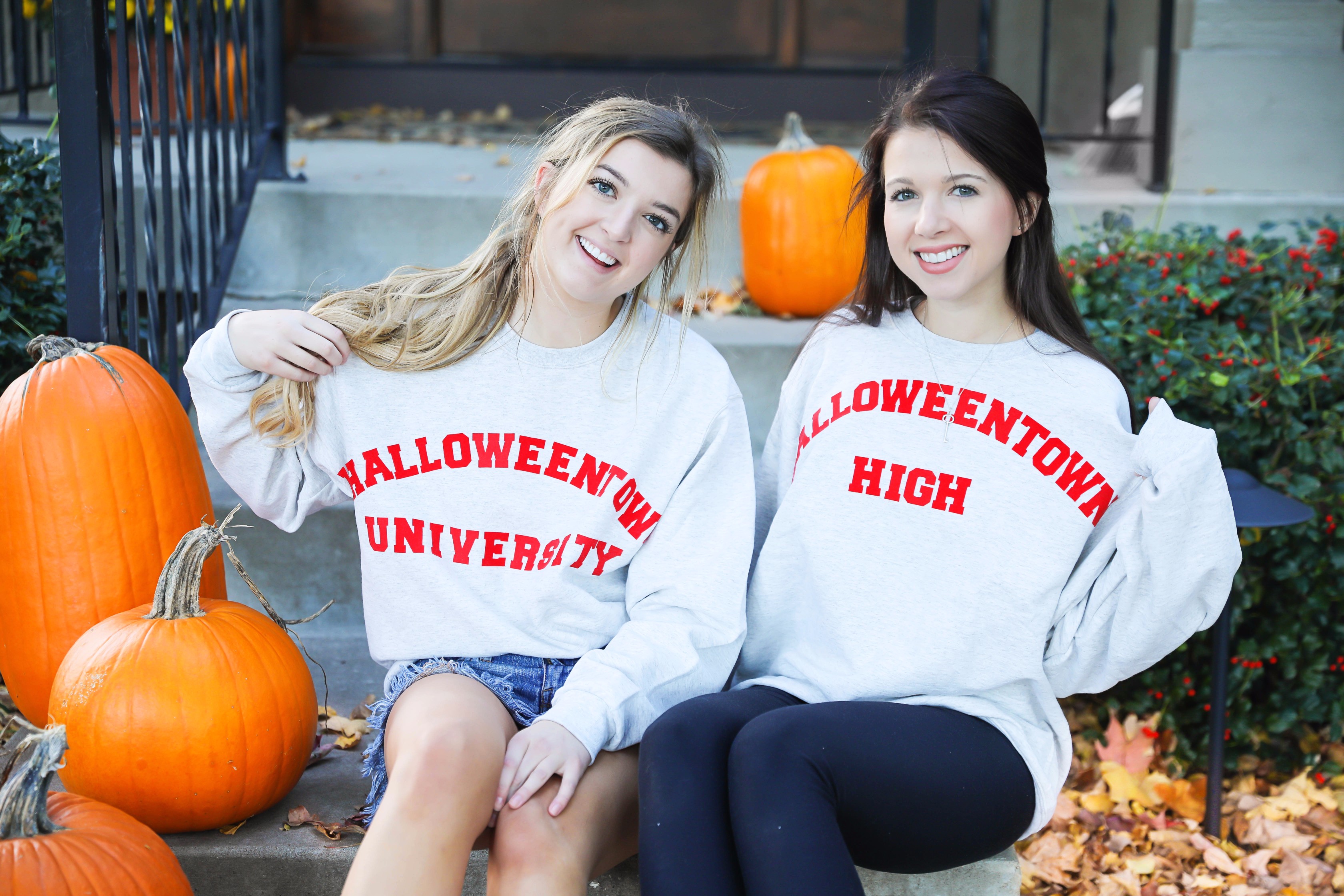 Halloweentown univeristy sweatshirt DIY! Easy last minute halloween costumes details on fashion blog daily dose of charm by lauren lindmark