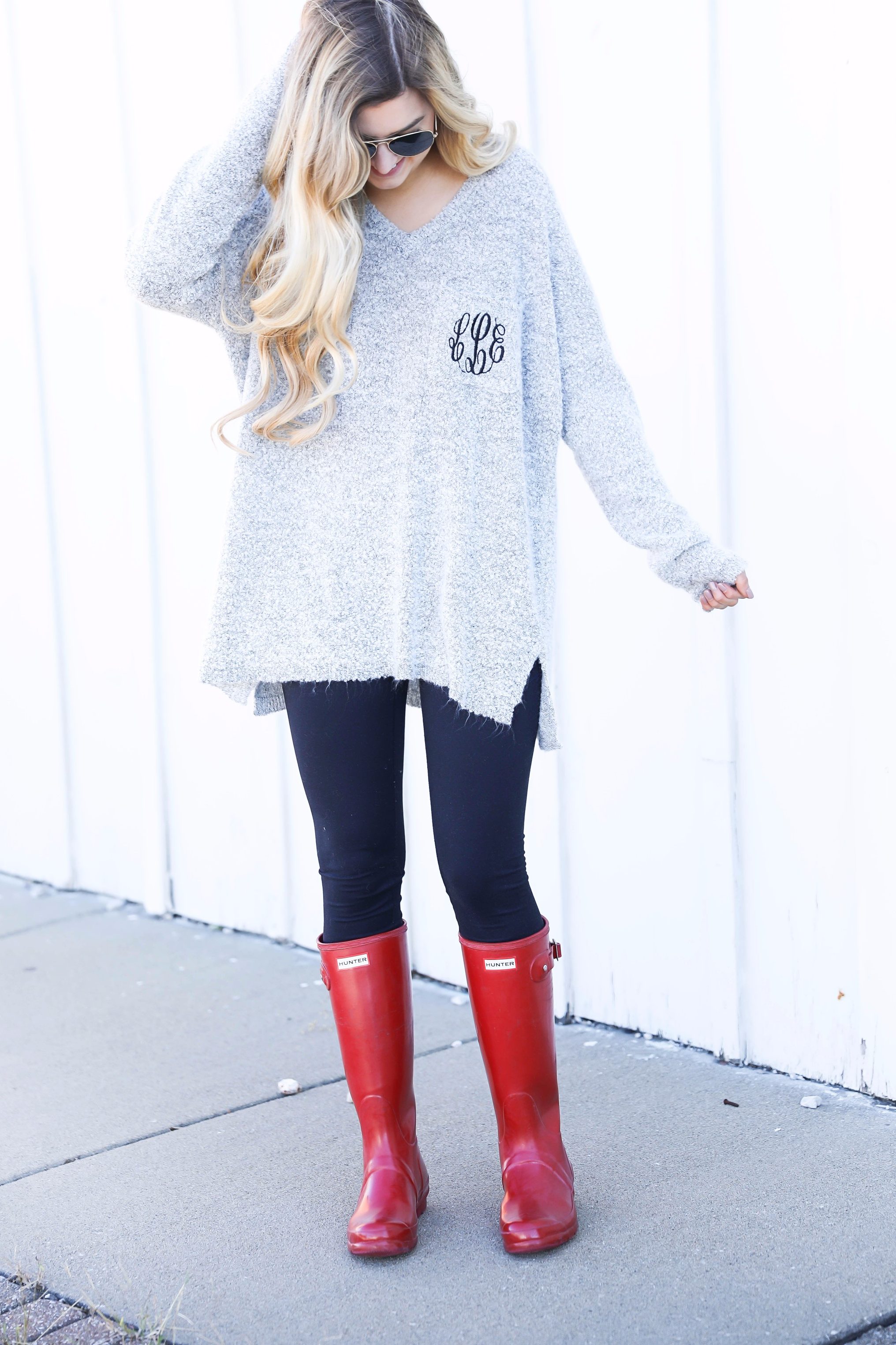 How to tie blanket scarves! This cute Marley Lilly Monogrammed Boyfriend Sweater and ilymix scarf make for the cutest fall outfit! Find all the details on fashion blog daily dose of charm by Lauren Lindmark