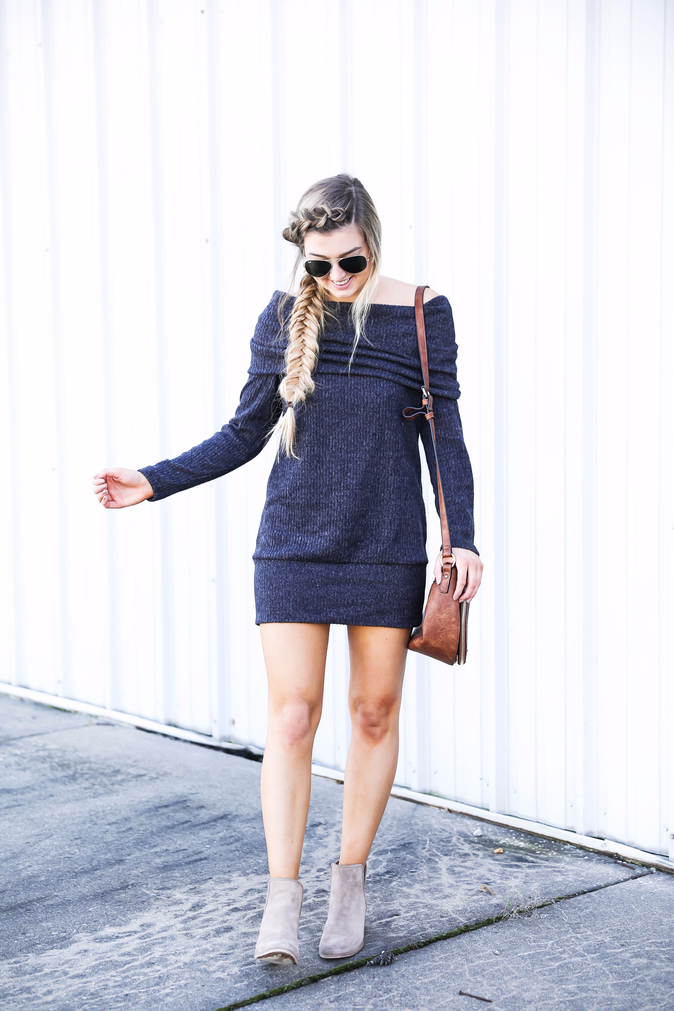 The Softest Off the Shoulder Sweater Dress | OOTD – Lauren Emily Wiltse