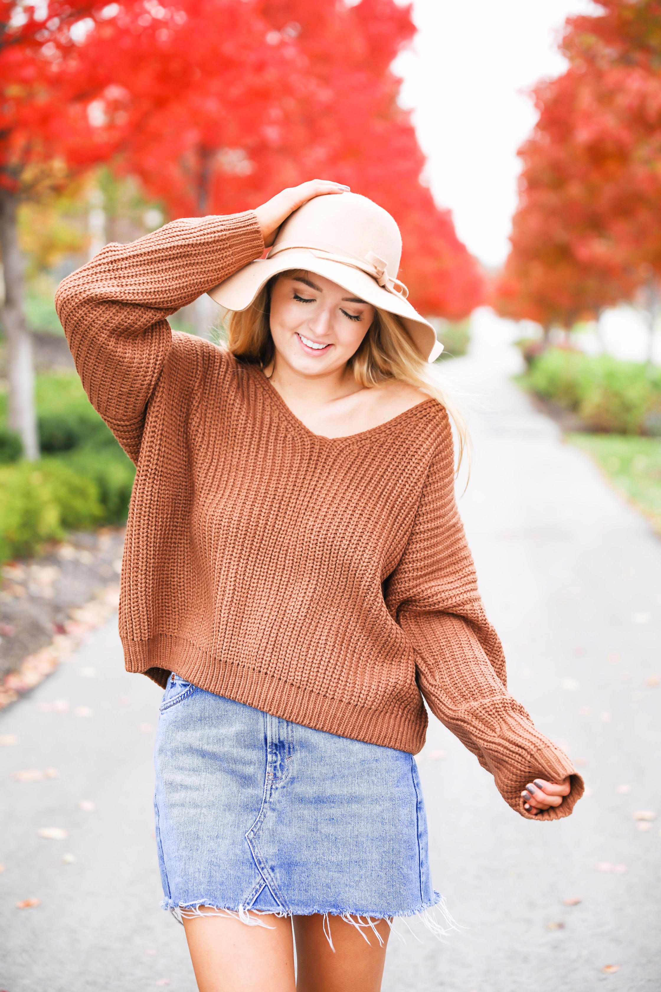 Burnt orange jean clearance skirt