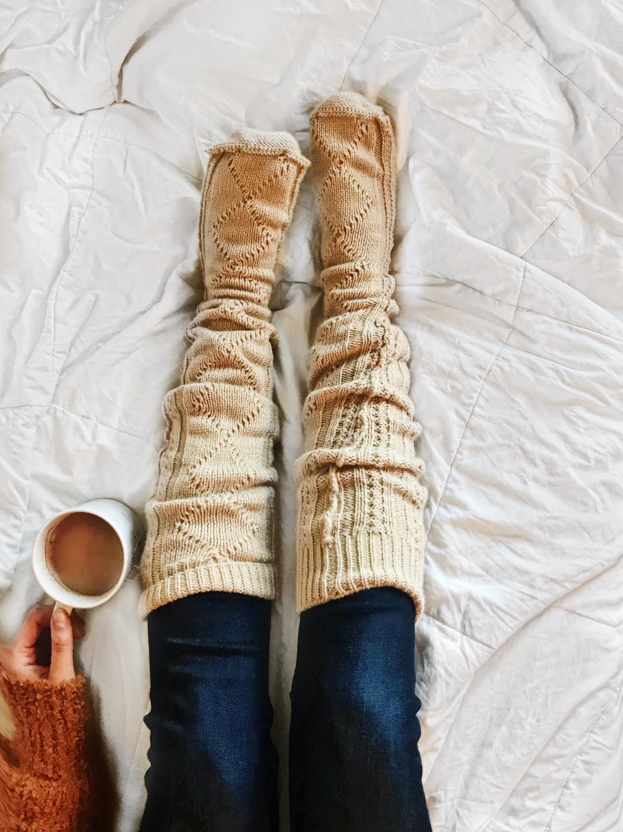 Cozy cable knit socks on the bed fall photo fall inspiration