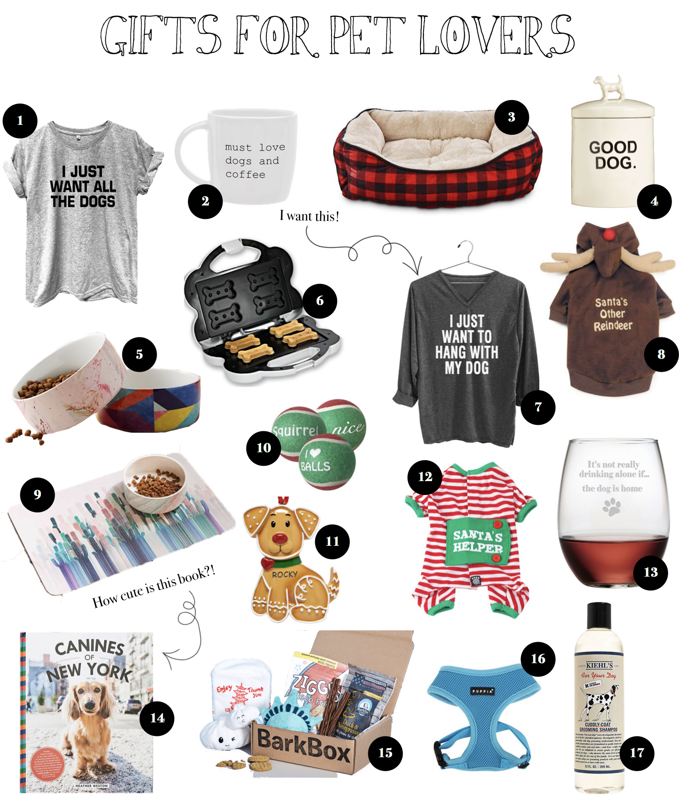 12 Gift Guides of 2017 Gift ideas for pet lovers, accessories, toys, shirts, and more! on fashion blog daily dose of charm by lauren lindmark