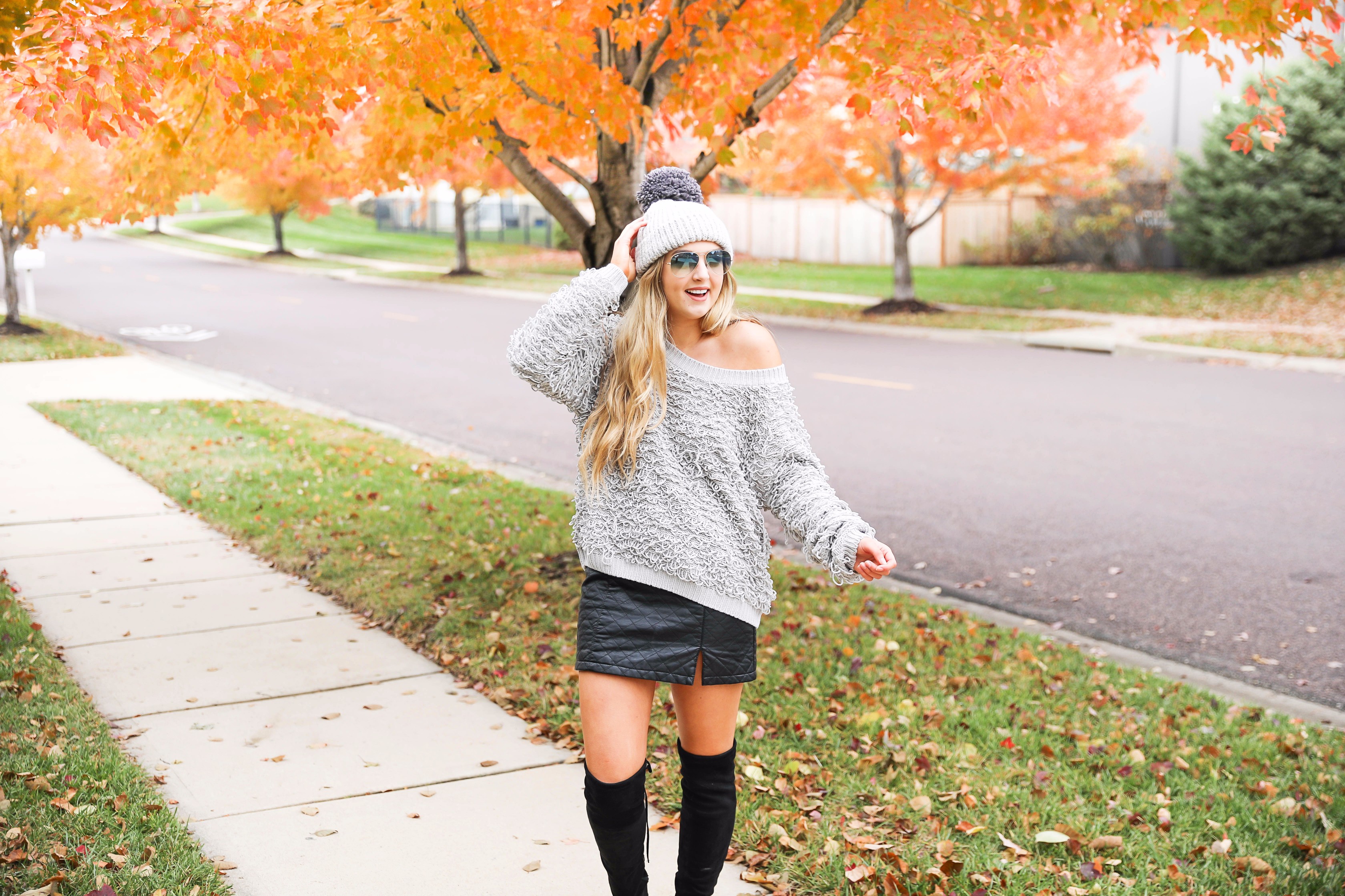 Grey sweater yellow clearance skirt