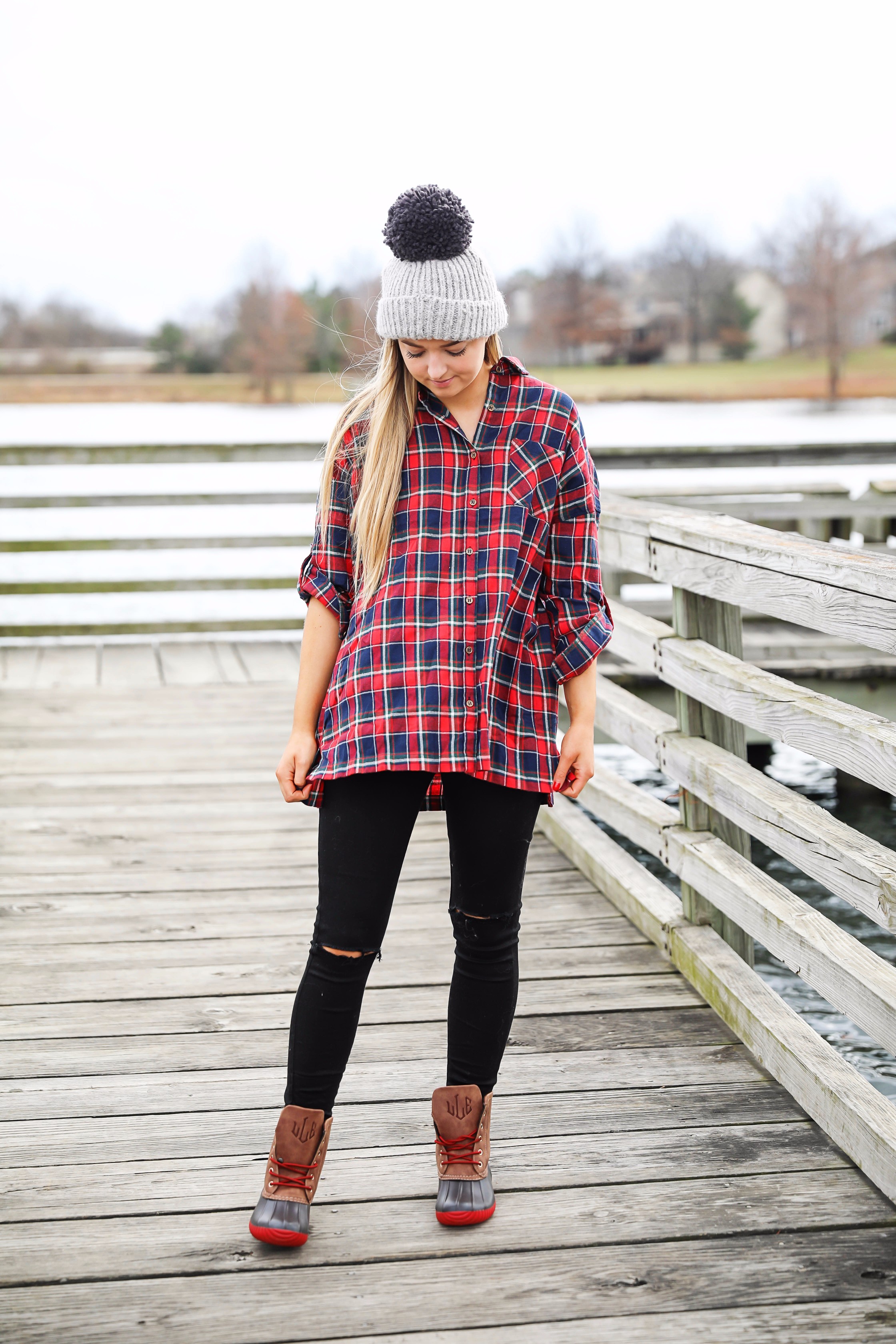 Cute winter outfits shop with duck boots