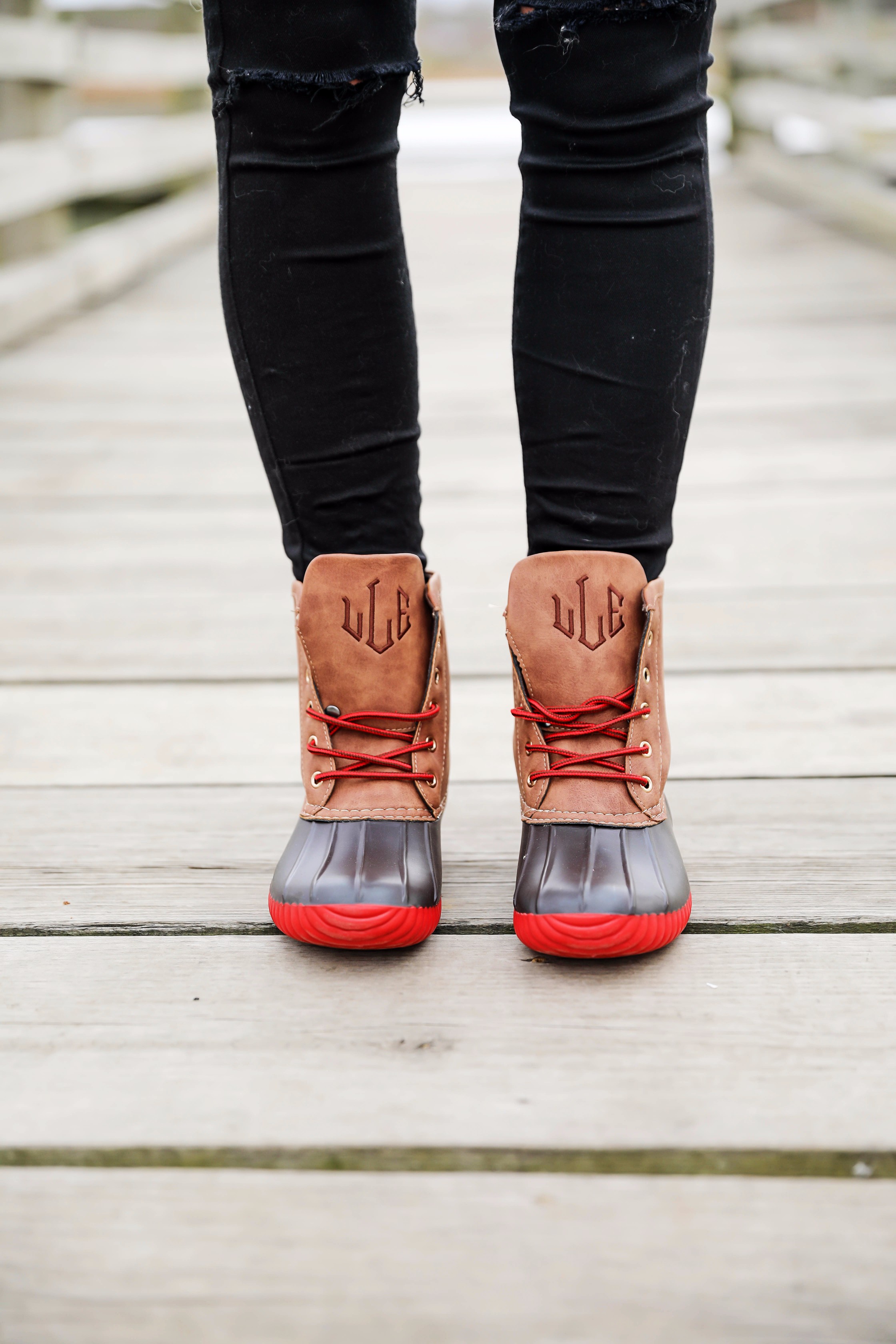 cute outfit with duck boots