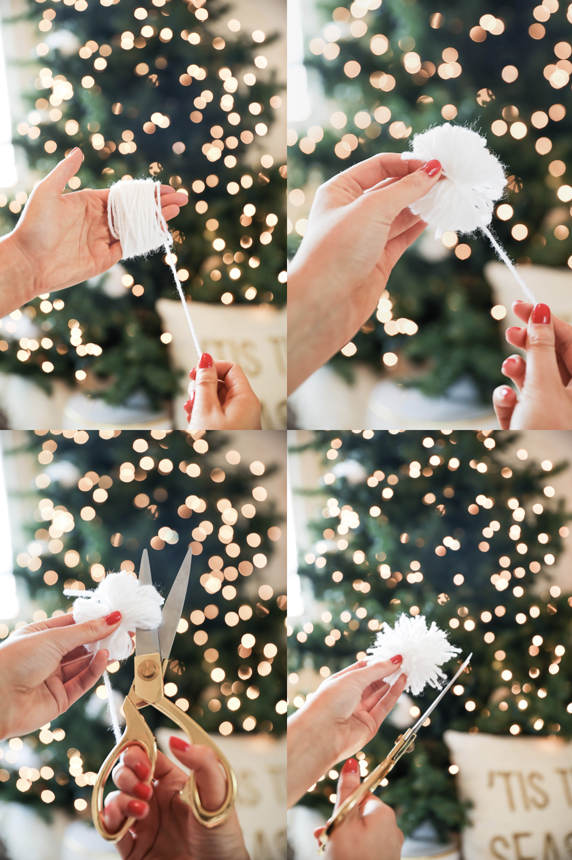 How to Make DIY Yarn Pompom Trees for Christmas Decor