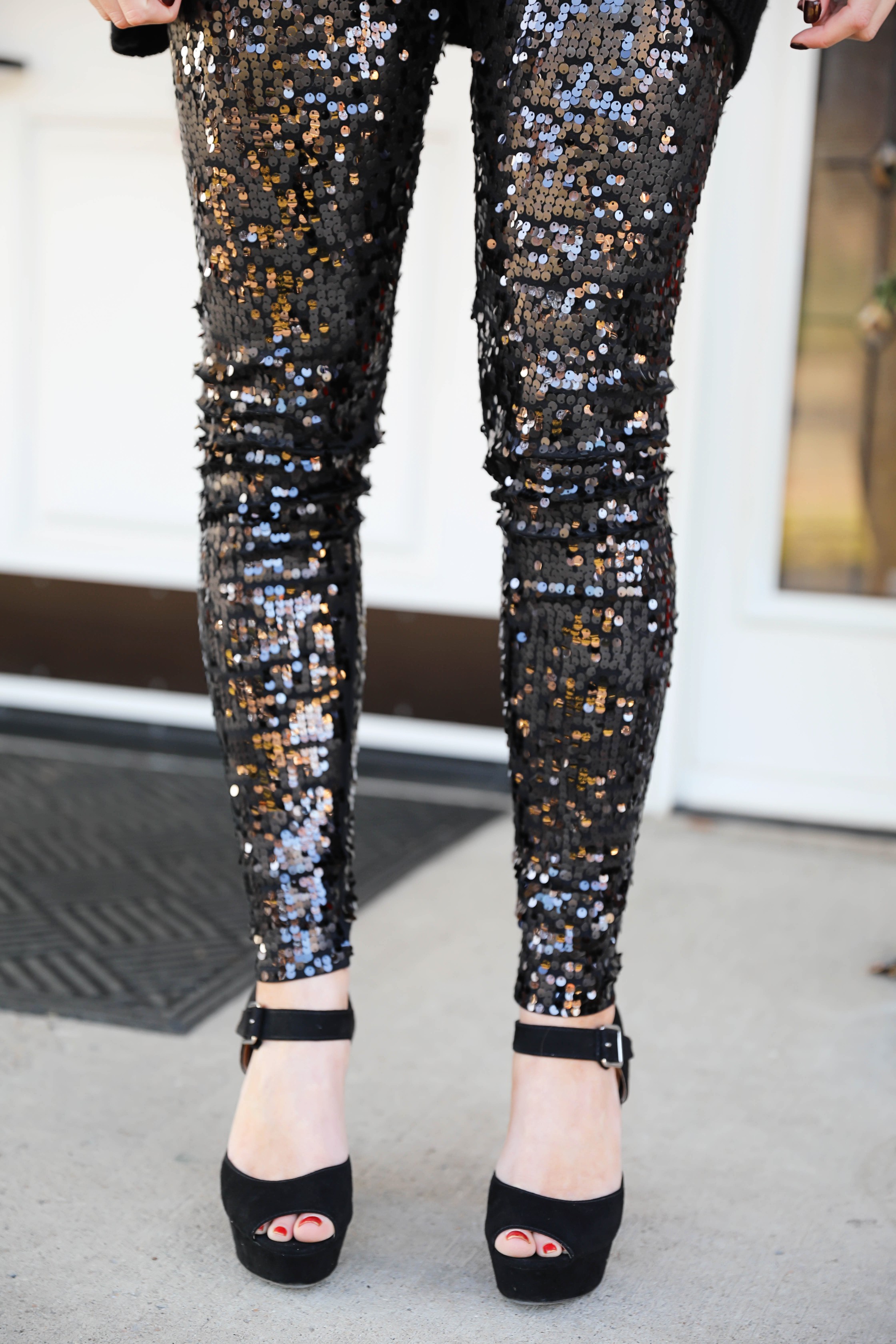 New Years eve outfit idea! Sequin pants and a black sweater