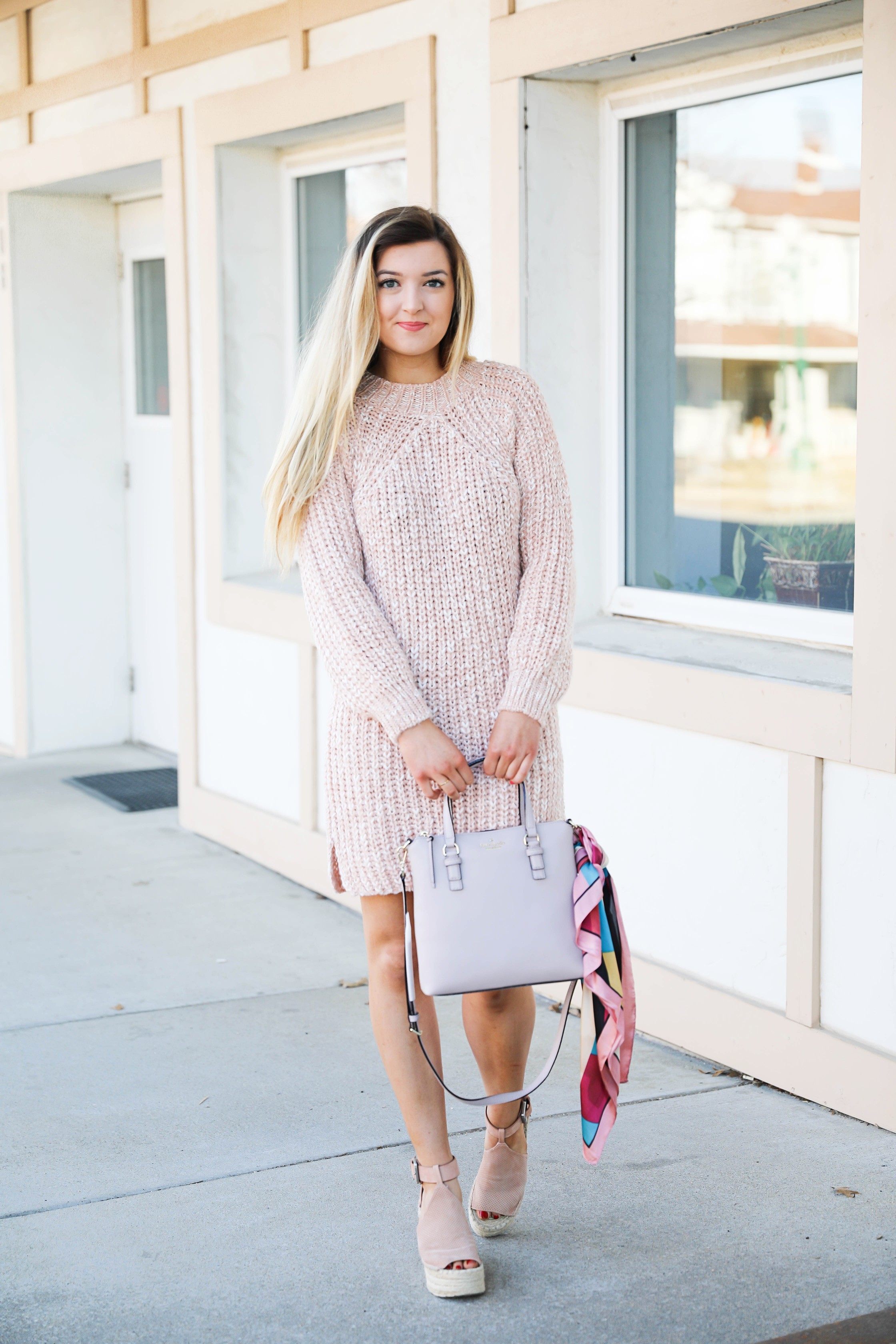 Pink Sweater Dress for V Day OOTD Lauren Emily Wiltse