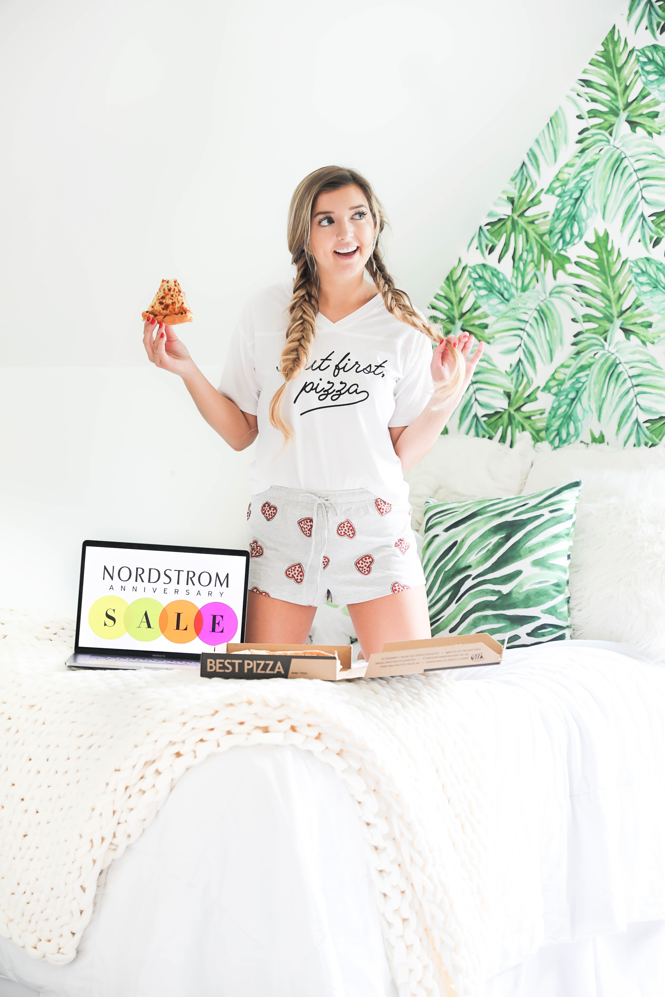 Nordstrom Anniversary Sale 2018! The biggest sale of the year! Everything you need to know about this year's sale! Adorable pizza pajamas! Nothing like a pizza and pj party while shopping! Details on fashion blog daily dose of charm by lauren lindmark