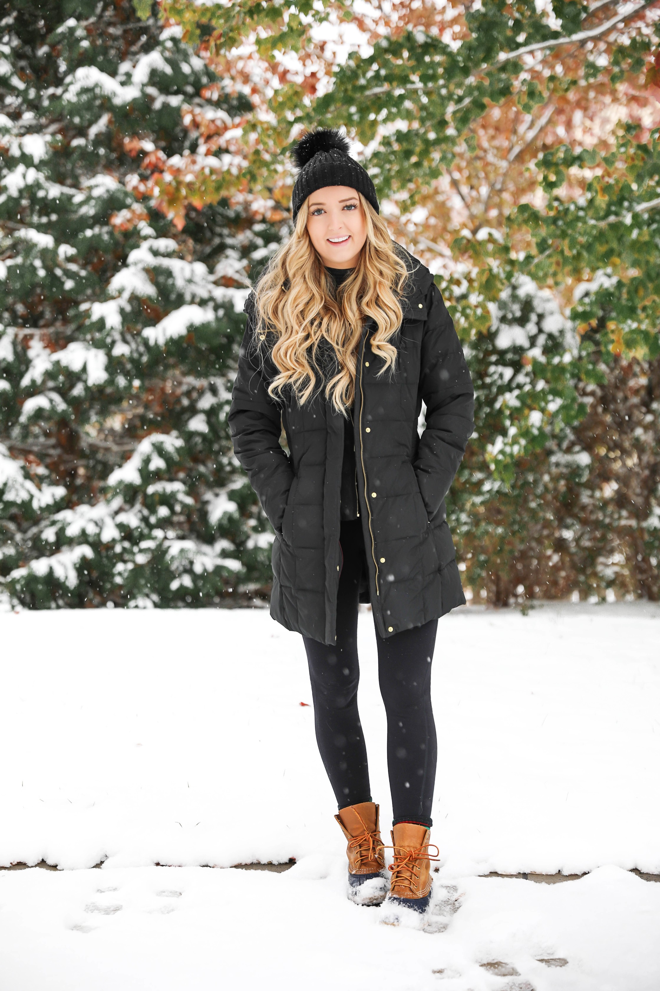 The best winter coat for this winter! This coat is so flattering and warm! It's by Cole Haanm I love these winter photos and the prettiest snow! Details on fashion blog daily dose of charm by lauren lindmark