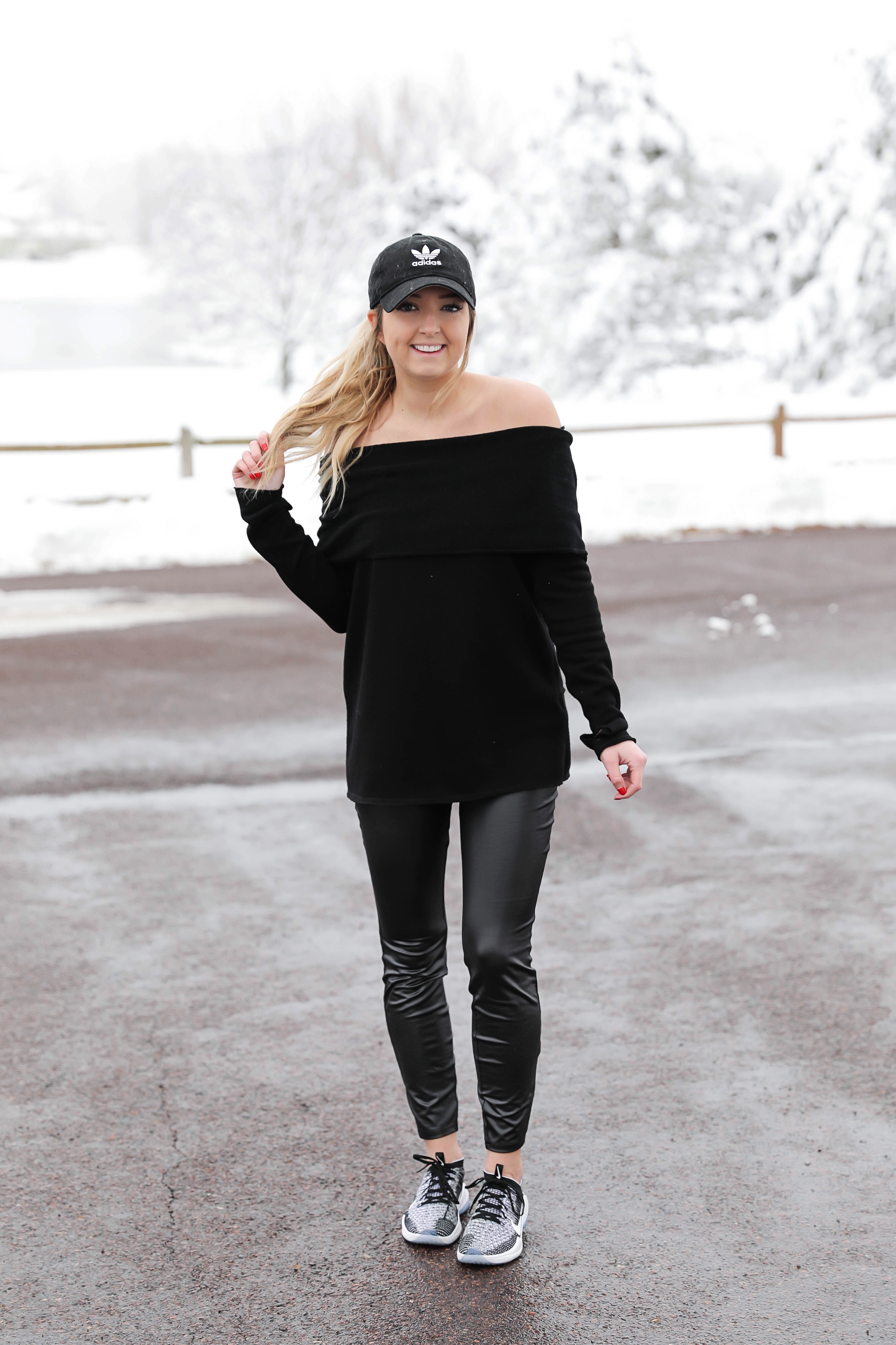 Sophisticated Faux Leather Leggings Outfit for Winter - Brittany
