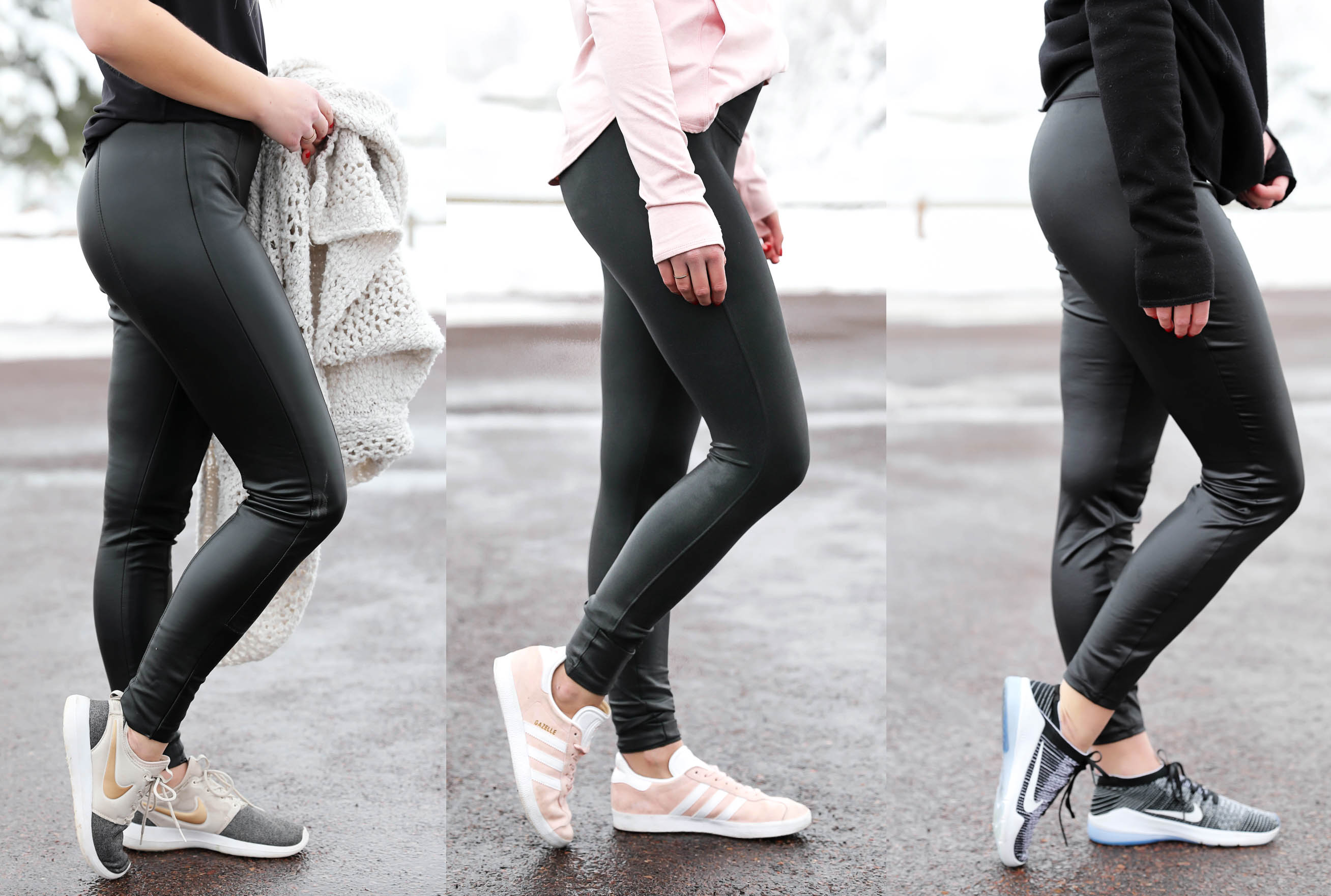 adidas faux leather leggings