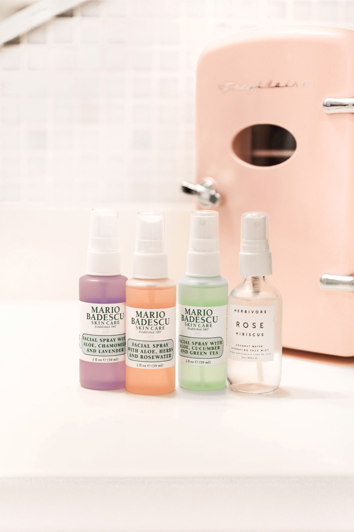 Beauty favorites spring 2019! I love my frigidaire mini retro beauty fridge! I stocked it with amazing face mask and lush products! Details on beauty and fashion blog daily dose of charm by lauren lindmark